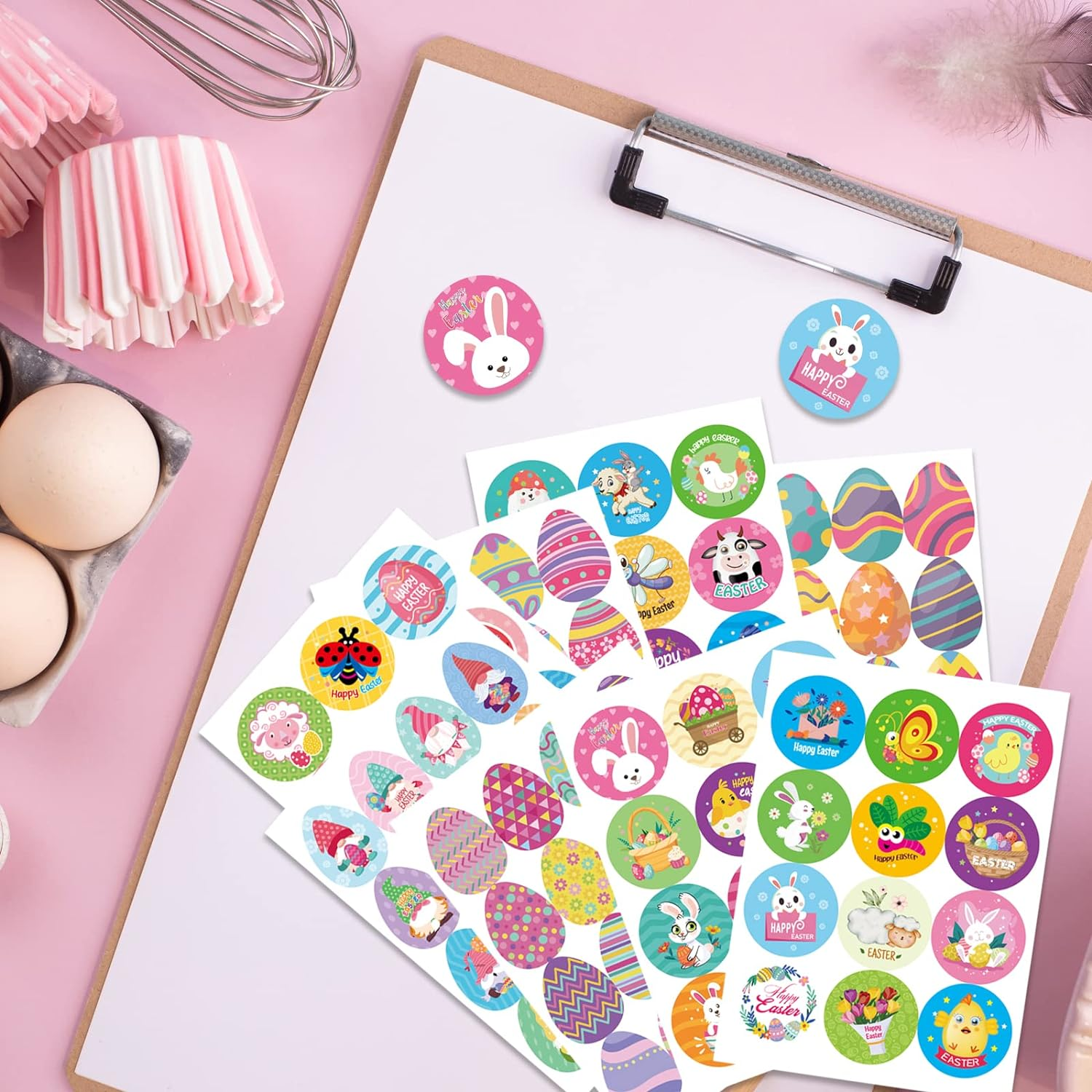 Easter Stickers Bunny Egg Happy Easter Day Sticker for Kids Stickers for Scrapbooks Envelopes Gifts Cards Self-Adhesive Decorative Stickers for Party Supplies