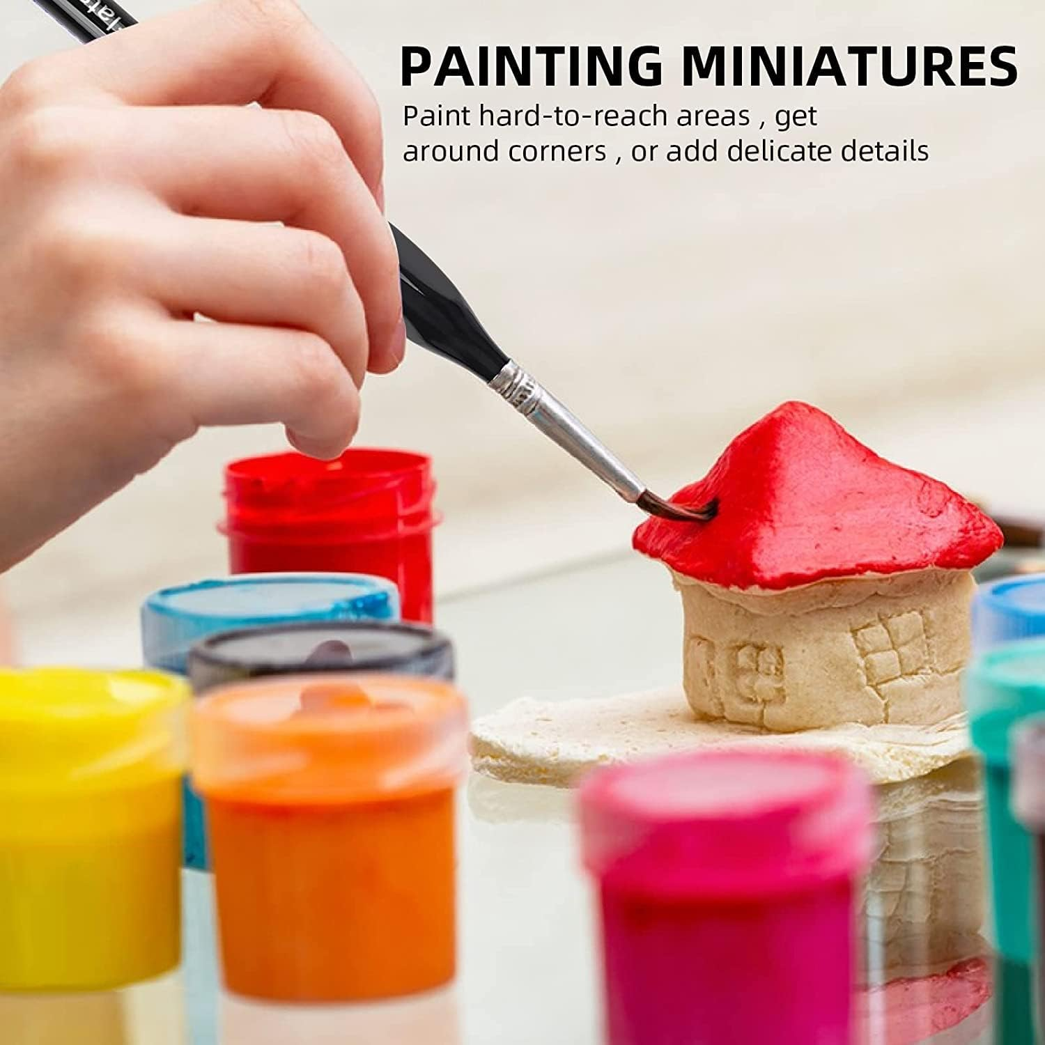 Professional 15Pcs Fine Detail Paint Brush Set, Miniature Detail Paint Brush Set, Watercolor Face Painting Brushes Set for Acrylic, Oil, Watercolor, Face, Scale Model Painting