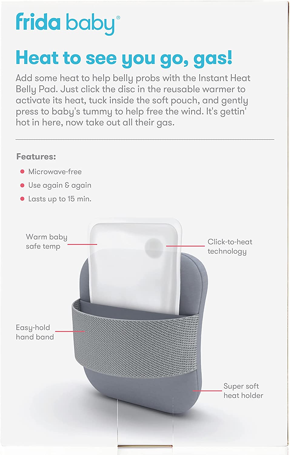 Frida Baby Gas + Colic Heating Pad for Natural Belly Relief by | Gentle Heat to Relax + Soothe Bellies | Instant Tummy Warmer | Soothe Colic Discomfort