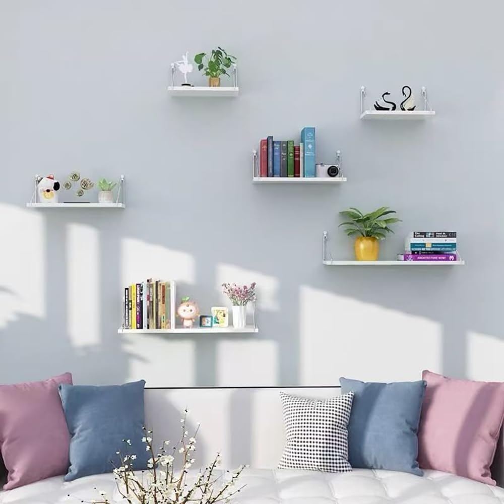 Hbluefat Floating Shelves, Hanging Shelves Wall Mounted Floating Book Shelf Set of 3, Floating Wood Storage Shelf for Bedroom, Living Room, Bathroom (Wood) - Wood image number 6