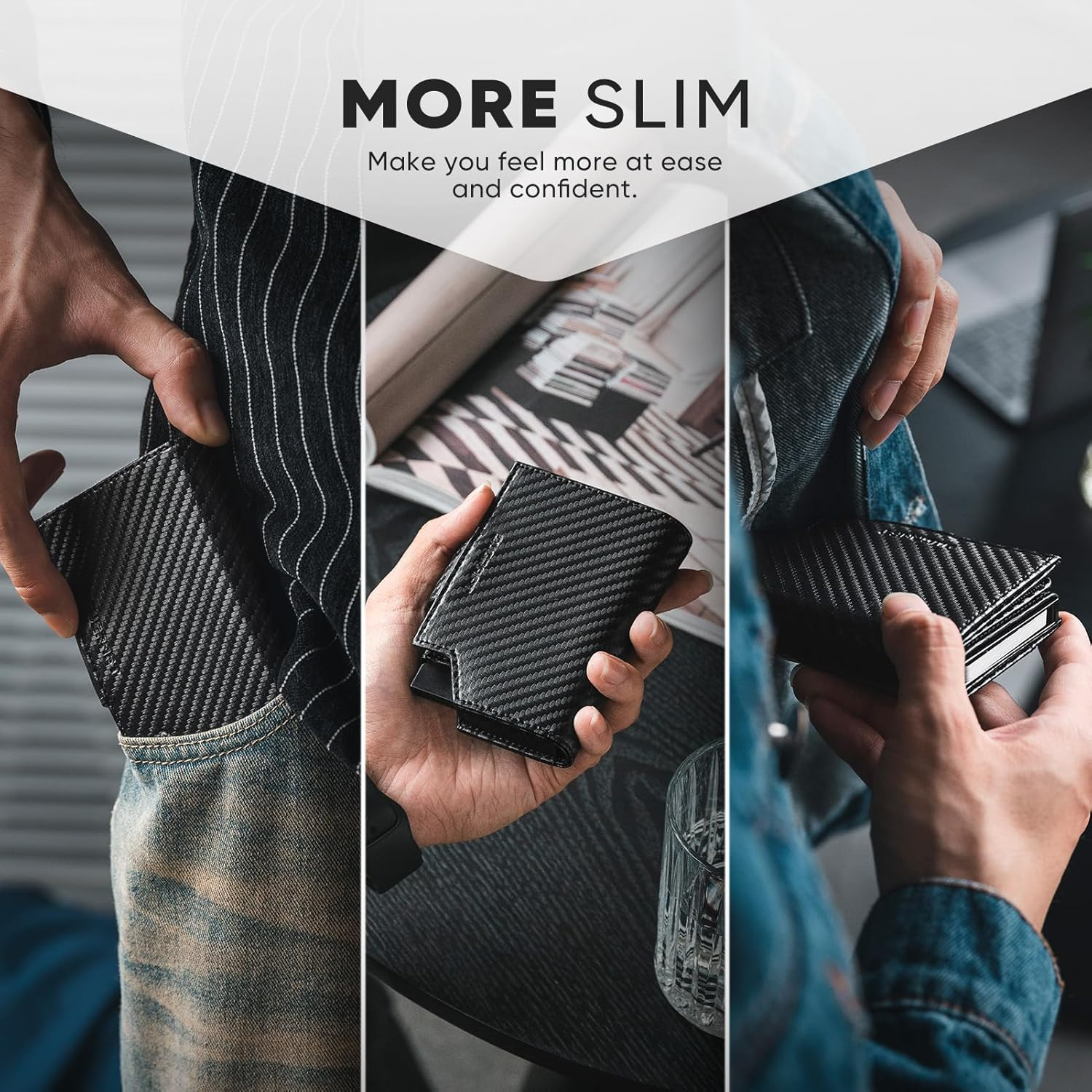 DUGRAFT Card Holder Wallet with Coin Pocket Magnetic Closure RFID Blocking Pop up Cards with ID Window & Money Organizers image number 6