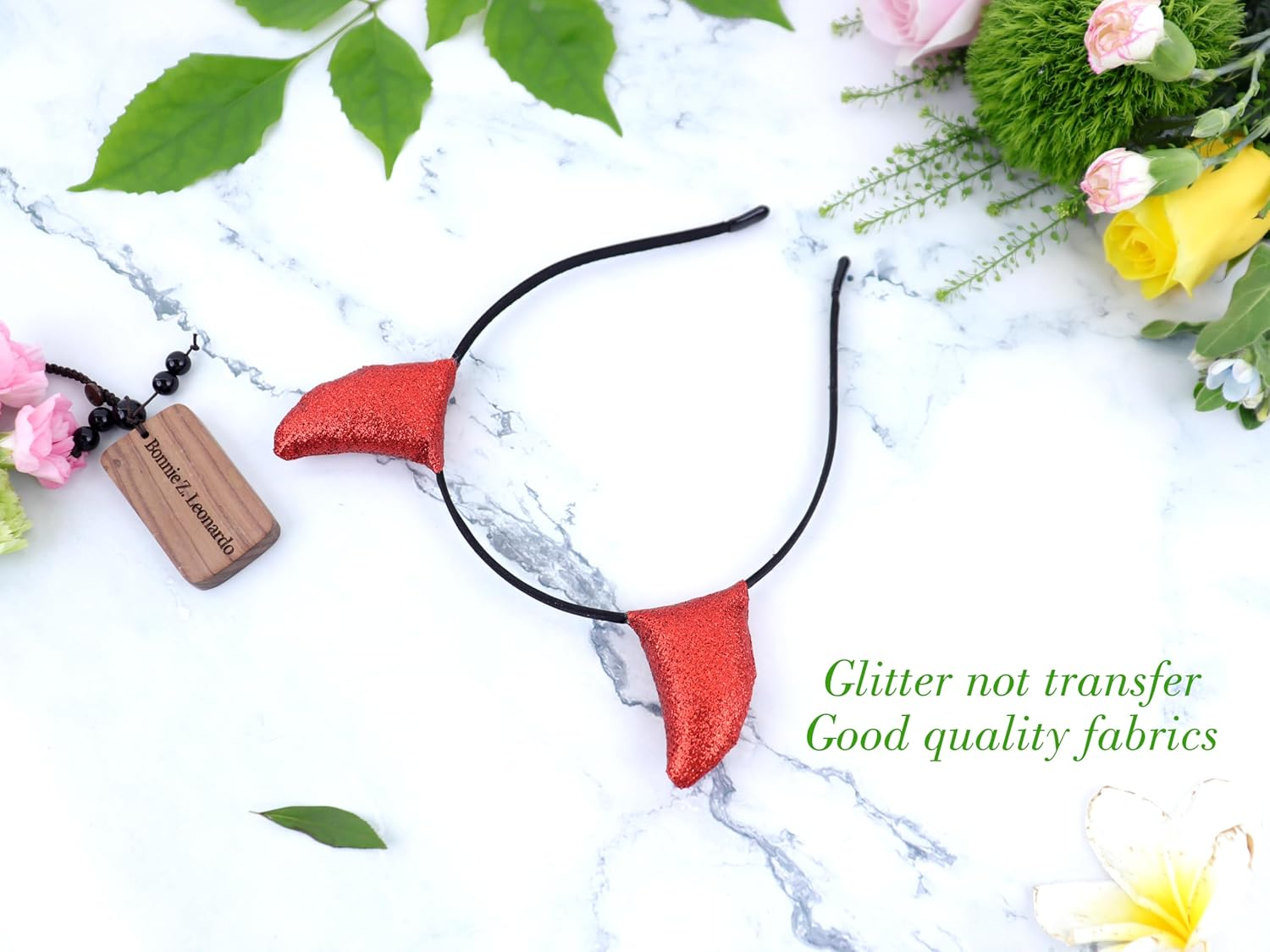 Bonnie Z. Leonardo Party Devil Horns Headband Devil Ears Headband - A-Glitter Red image number 5