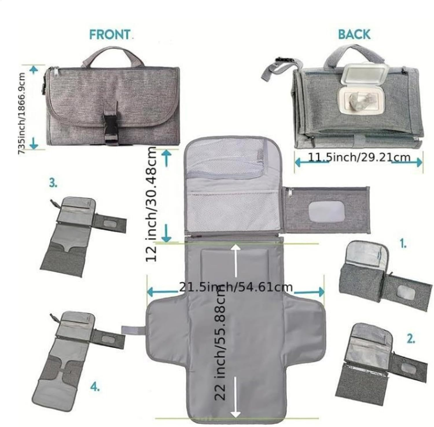 Portable Diaper Changing Station, Outdoor Diaper Mat, Compact Changing Station, Waterproof Changing Pad, Travel Changing Station, Reusable Diaper Mat, Baby Changing Station, The-Go Diaper Mat image number 5