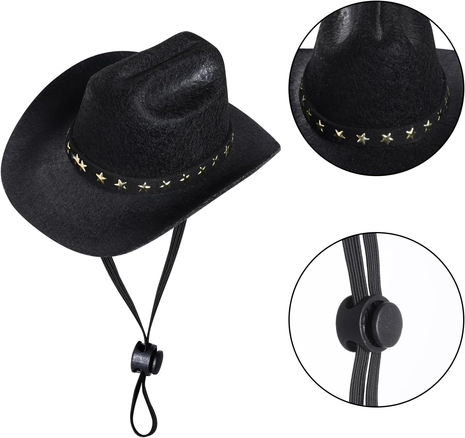 Choyaxo Pet Cowboy Costume Cosplay Cap Halloween Costumes for Dogs Cat Pet Party Decoration Mini Cowboy Hat (Black, Small) image number 5