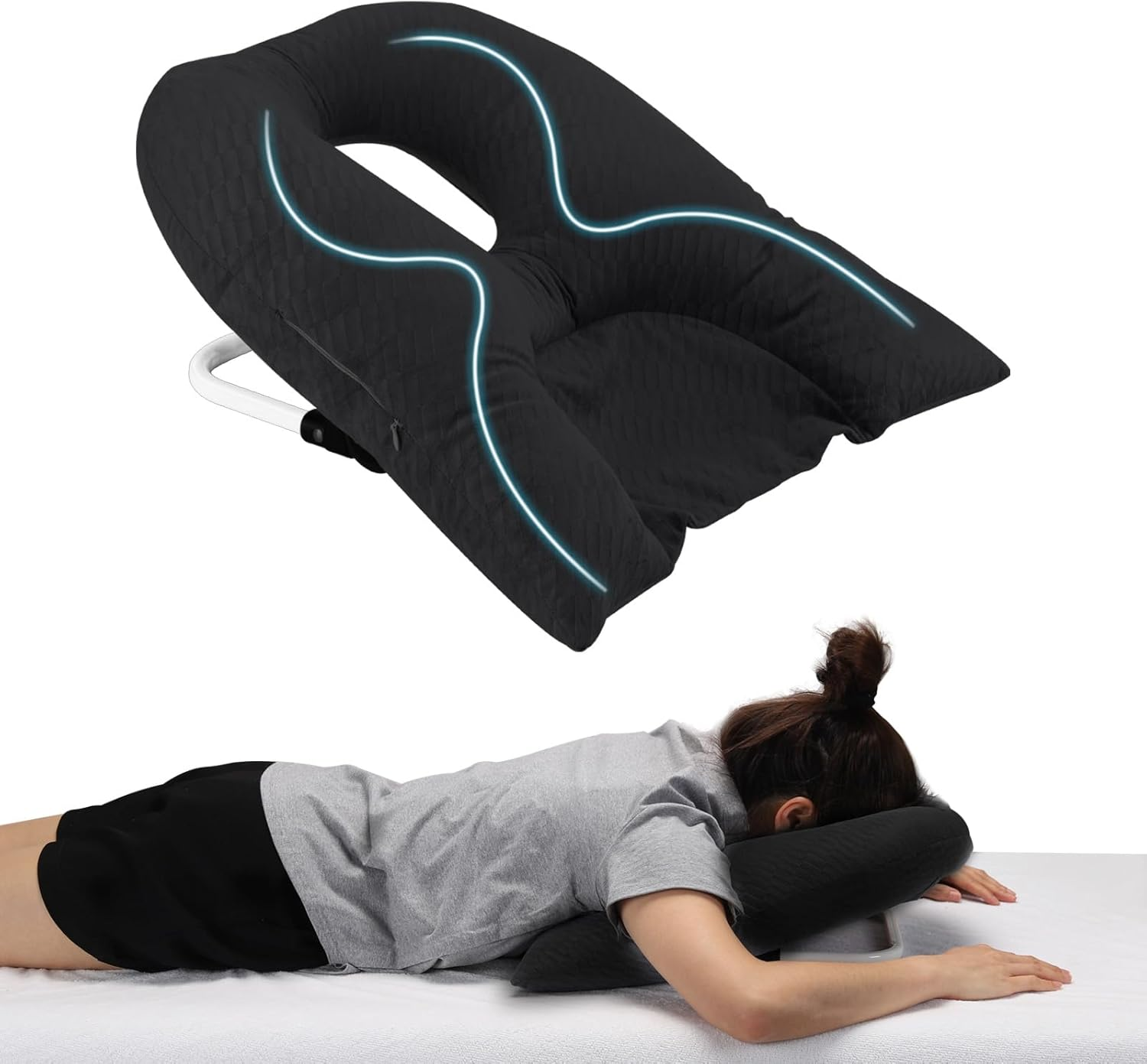 Beatvive Face down Pillow for Sleeping, Prone Pillow for Vitrectomy or Retinal Surgery, Adjustable Height Prone Prone Pillow Face down Sleep, Retina Lying Pillow Eye Surgery Recovery (Square Gray)