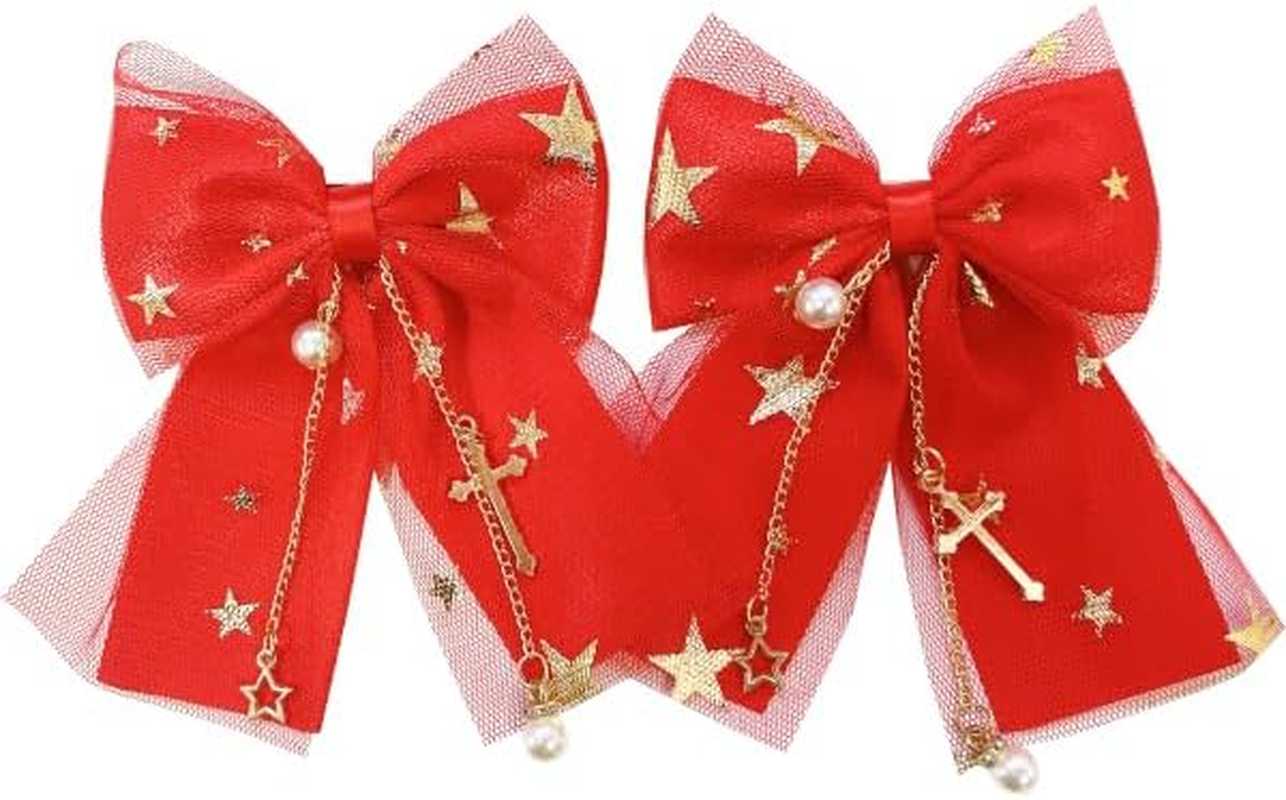 Ribbon Clip, Hairpin, Sore Bit, Decoration, Set of 2, Red, Red