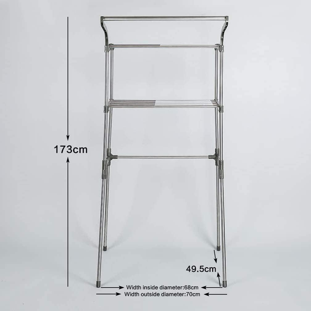 Baoyouni Bathroom Space Saver over the Toilet Storage Rack Shelf above Washing Machine Standing Organizer 2-Tier 26.77 W X 19.48 D X 68.11 H Inches, Grey image number 2