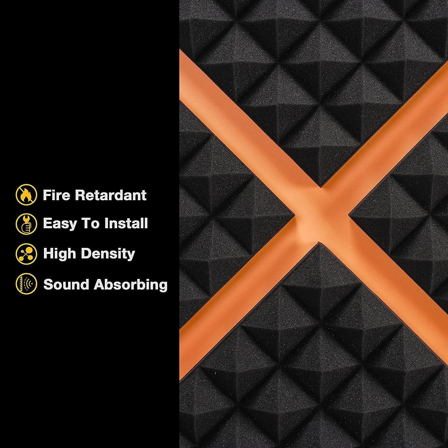 Ideer LIFE Acoustic Foam, 24Pcs, Sound Absorbing Panels Wall Tiles (Argyle Shape) image number 3