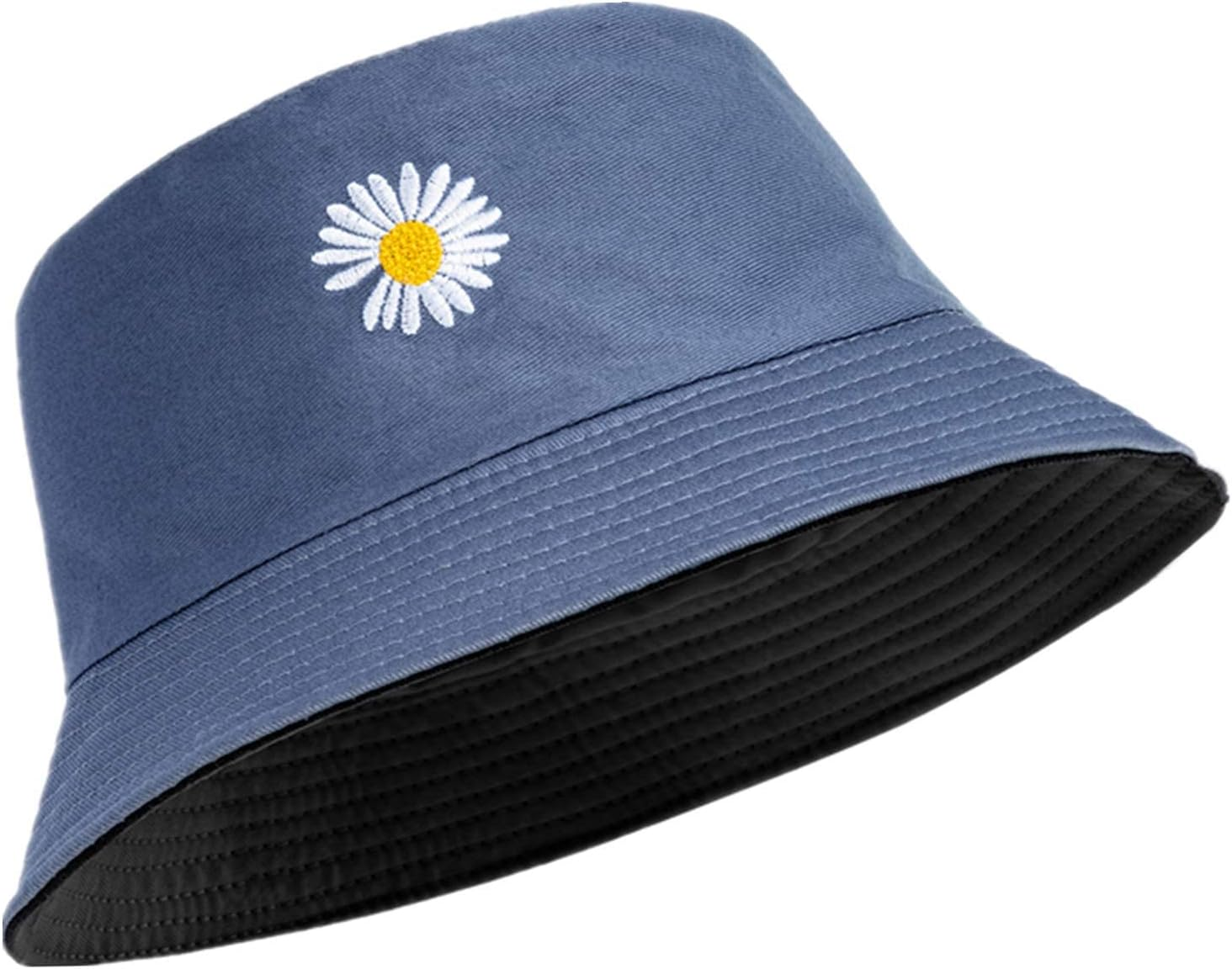 Flower Embroidery Hat Summer Travel Bucket Reversible Full Flower Beach Sun Hat Vistor Outdoor Cap