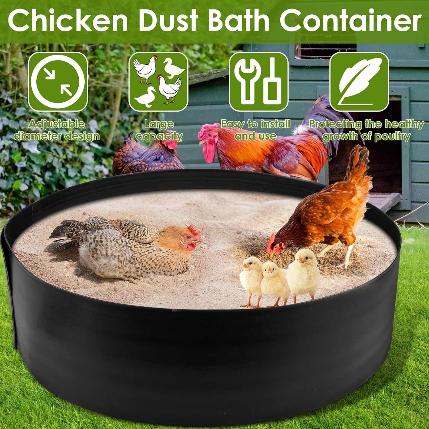 Chicken Dust Bathtub Bottomless PE Chicken Dust Bath Containers Adjustable Chick Accessories image number 6