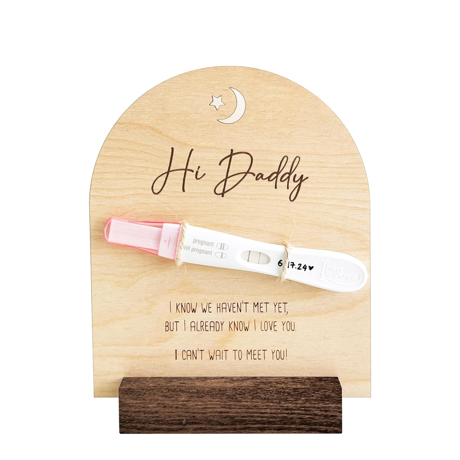 Pregnancy Announcement for Dad- Hi Daddy Pregnancy Test Keepsake Wooden Sign- Baby Surprise Announcement Ideas, Pregnancy Reveal to Husband