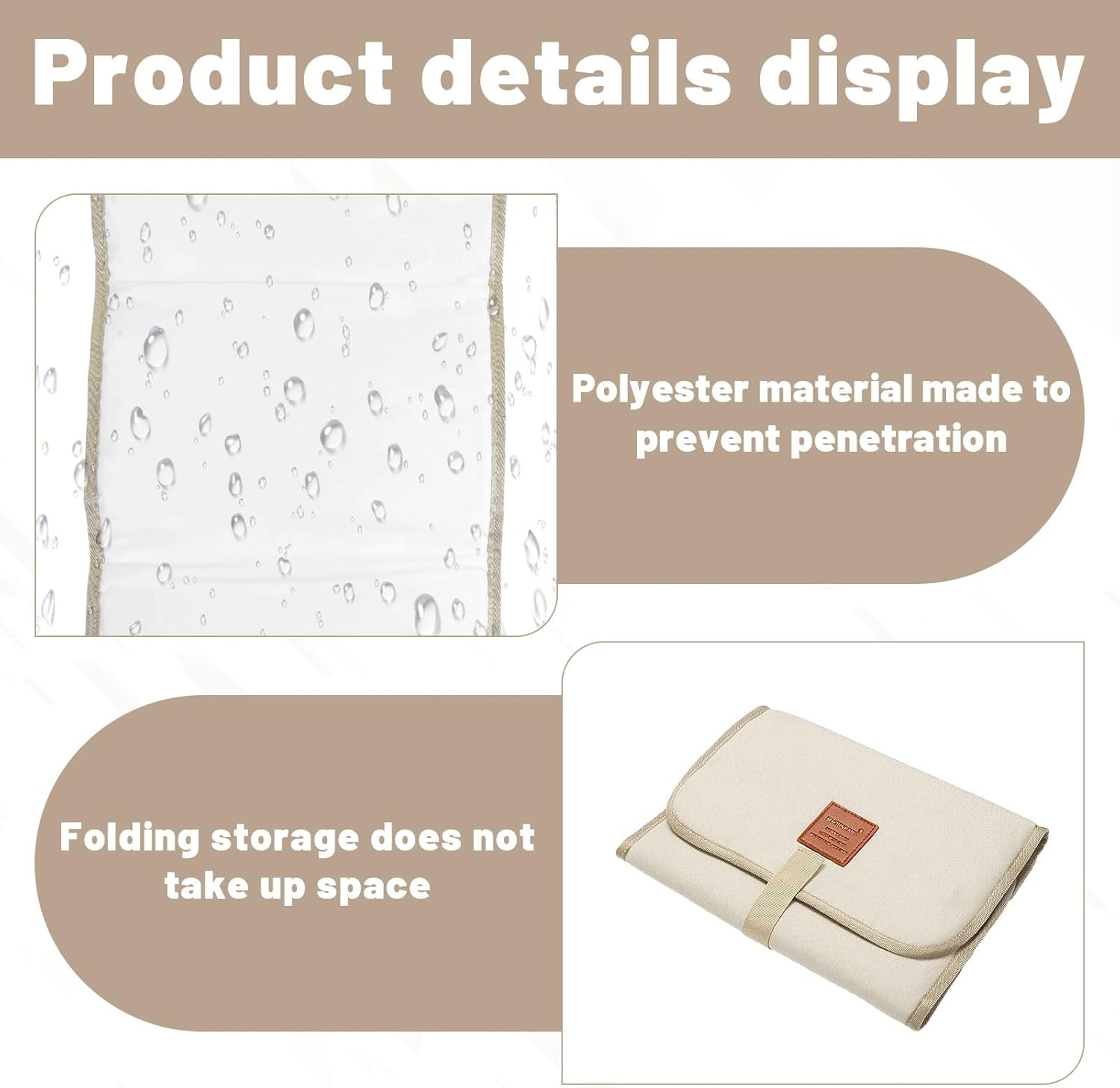 Baby Change Mat, 1 Pcs Baby Changing Mat, Baby Change Pad for Foldable Travel, Waterproof, Portable Change Mat for Washable, Wipeable, Nappy Change Mat for Home Travel outside (White) image number 5