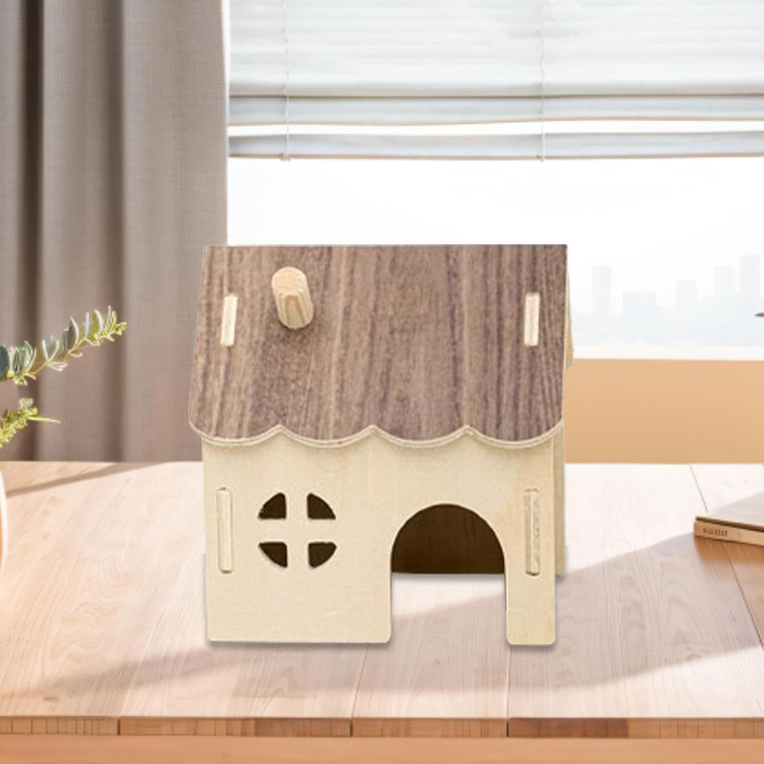 Wooden Hamster House Hideout, Small Animals Habitat Toys for Dwarf Hamster Gerbils, Mice, Rats, Hedgehog image number 1