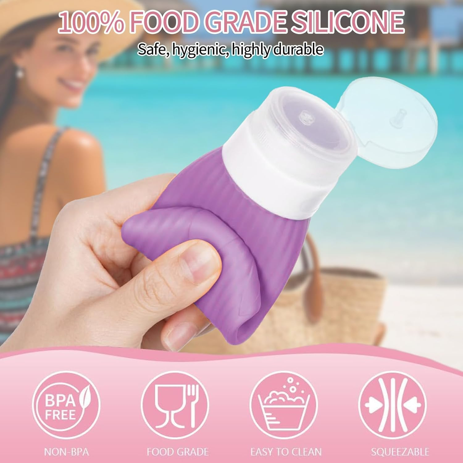 16 Pack Travel Bottles Set for Toiletries, TSA Approved Leak Proof Silicone Squeezable Containers for Toiletries, Refillable Cosmetic Kits for Conditioner Shampoo, Lotion & Body Wash (BPA Free) - 02 image number 3