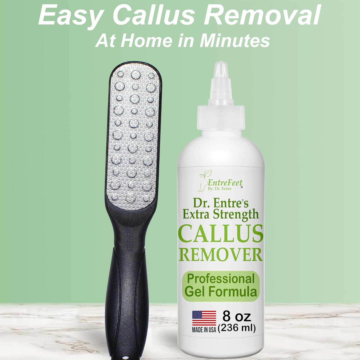 Callus Remover Gel & Double-Sided Foot File: 8 Oz Extra Strength Callus Remover for Feet, Foot Callus Remover Care, Pedicure Tools Supplies, Spa Kit, Dead Skin Scrubber image number 4