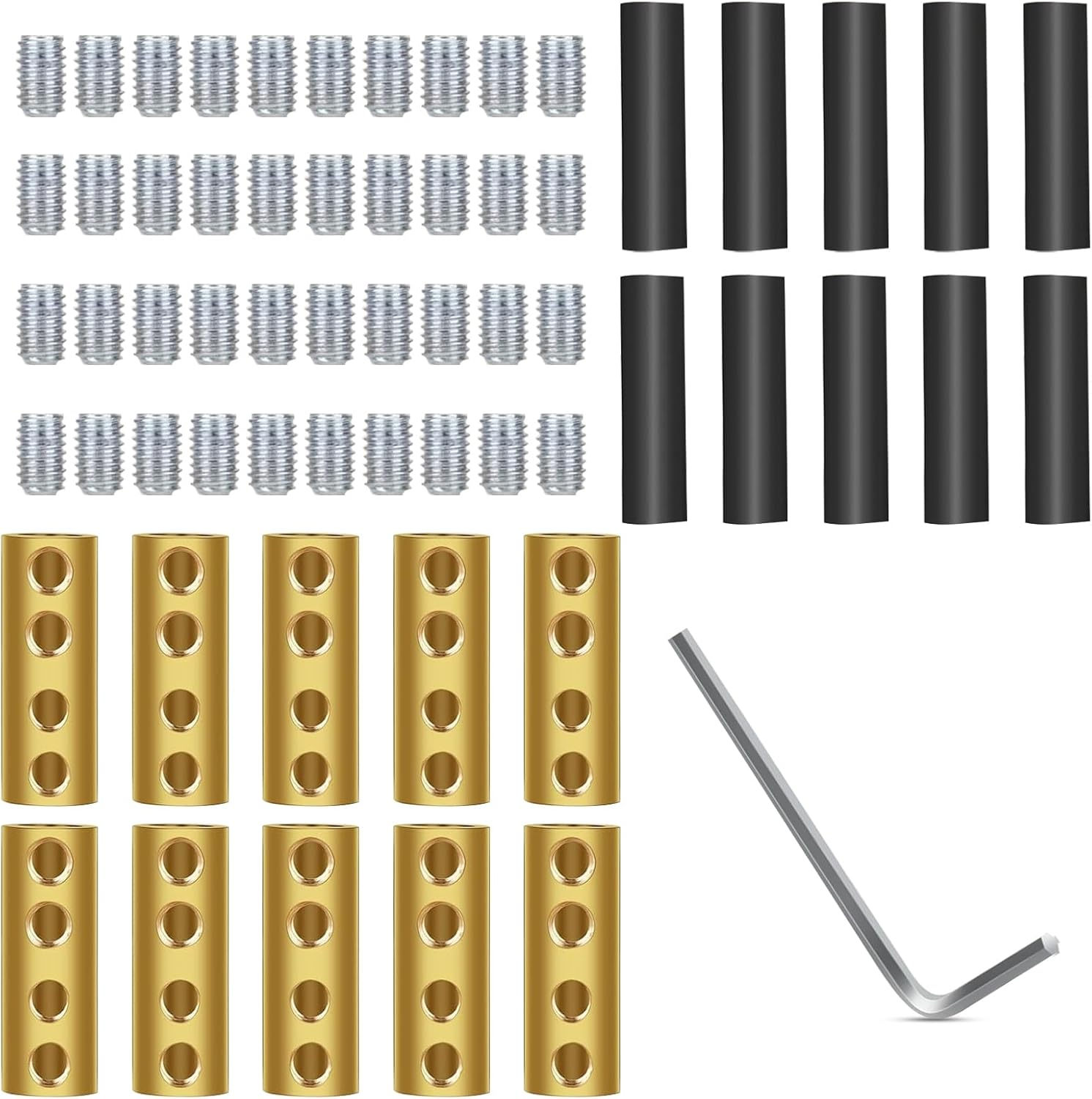 10Pc 6 AWG Wire Connectors, 80A Quick Terminal for Splicing and Wiring, Circuit Connector with Screws and Heat Shrink Tube Included image number 1