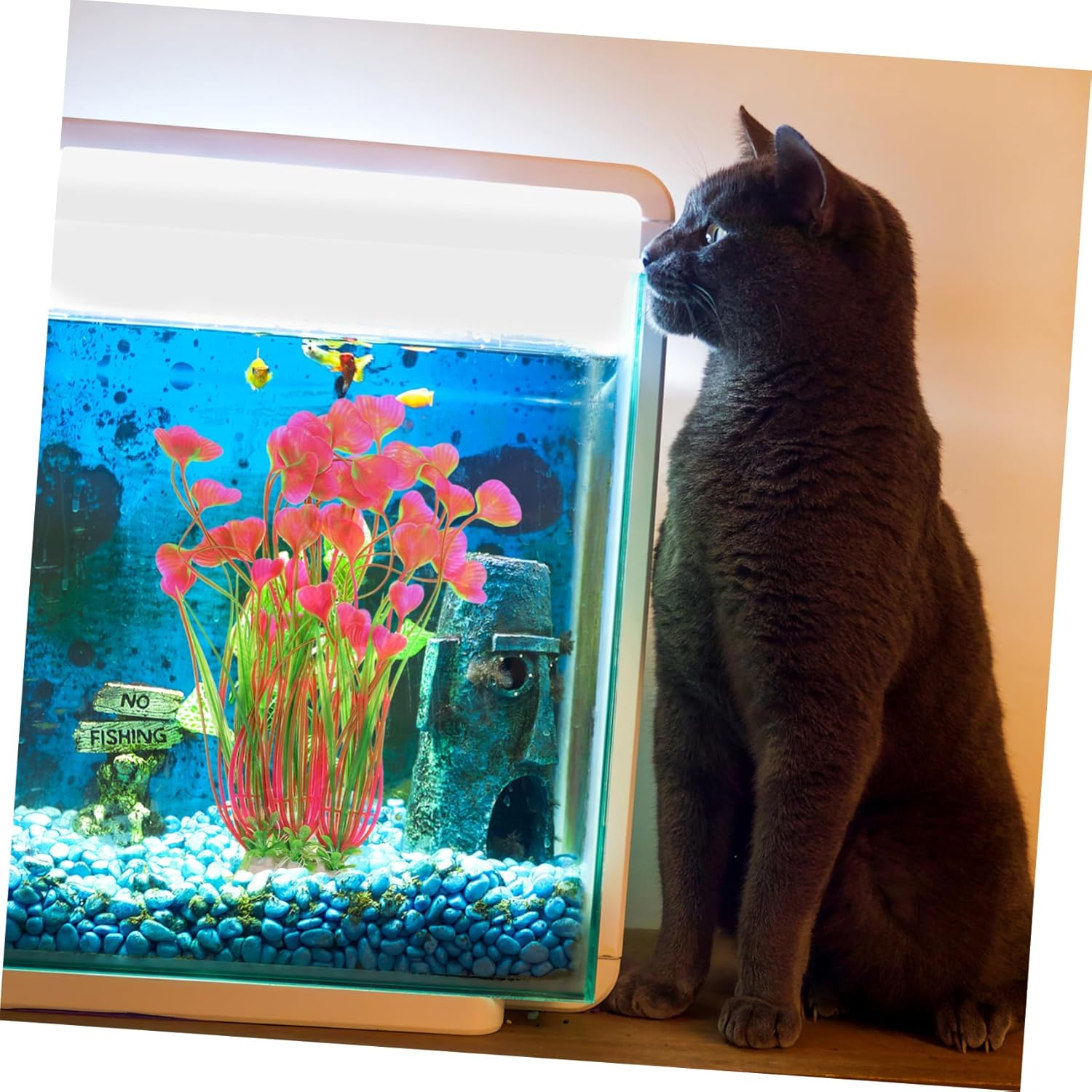 HAPINARY 2Pcs Fake Grass Decor Fish Tank Landscape Prop Aquarium Plants Plastic Safe for Pets Fish Tank Decors image number 4