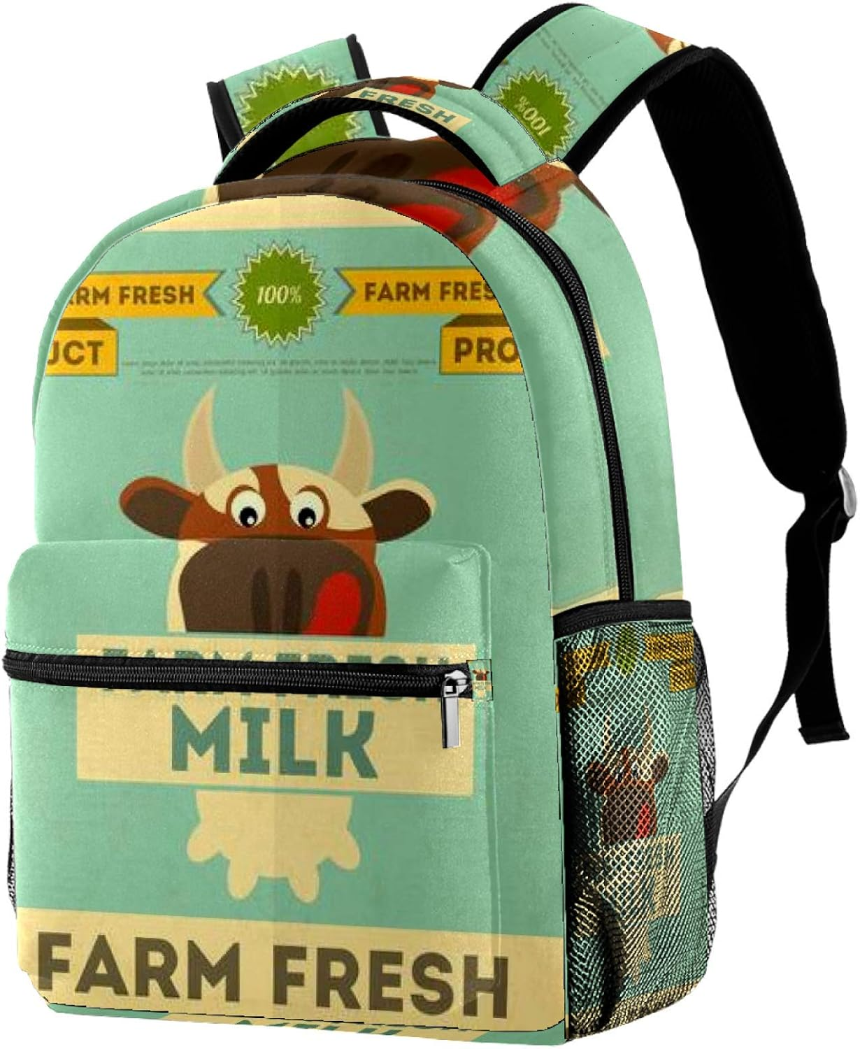 Students Backpack Farm Fresh Milk Poster Casual Backpack for Girls and Boys Bookbag School Bag Travel Daypack image number 5