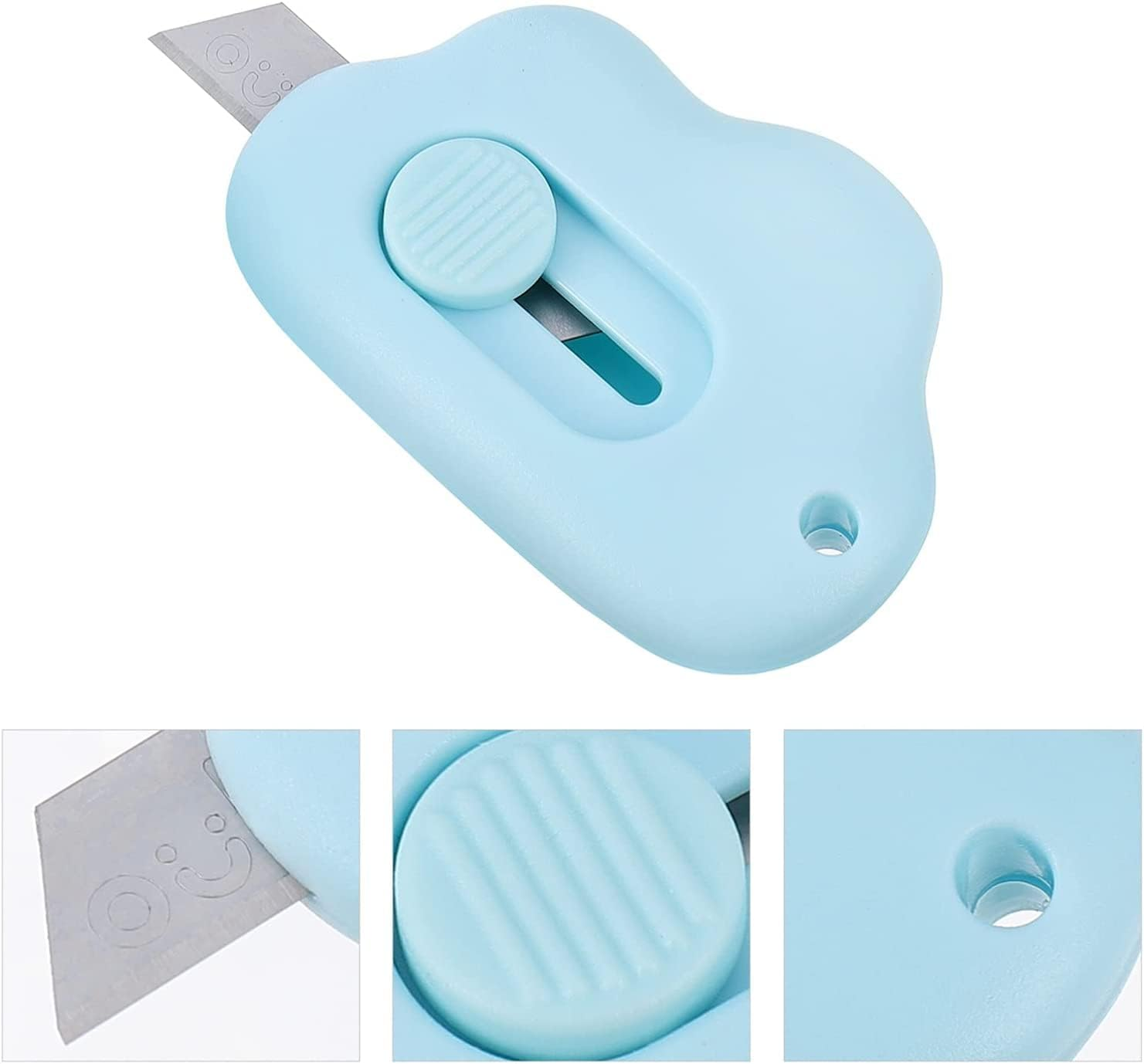 3Pcs Cloud-Shaped Retractable Box Cutter Set,Mini Pocket Box with Keychain Hole | Safe & Portable Letter Opener for Envelopes, Packages, Mail, DIY | Paper Cutter for Home, Office, Outdoor Use image number 3