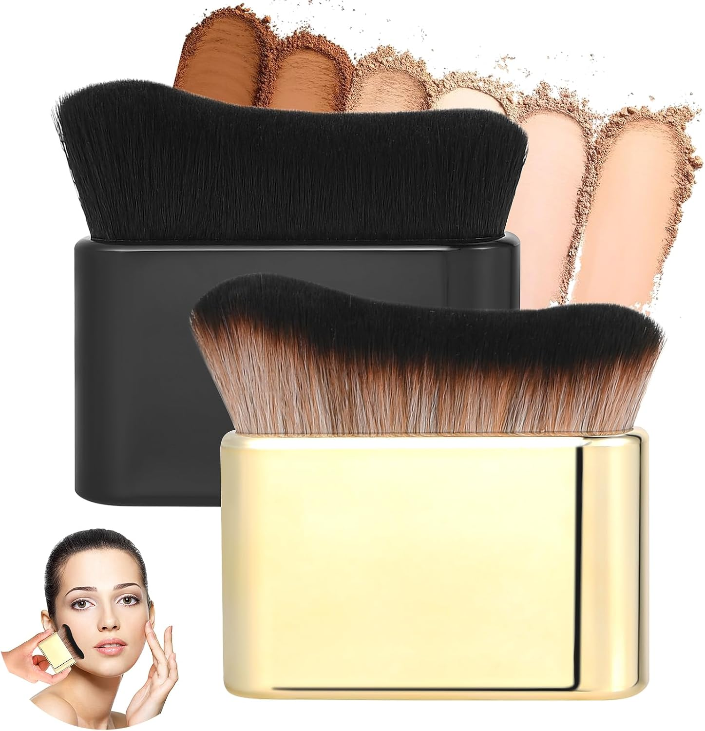 2 PCS Tanning Brush - Body Makeup Blend & Blur Tan Brush Applicator for Body & Leg Tanners (Black Gold)