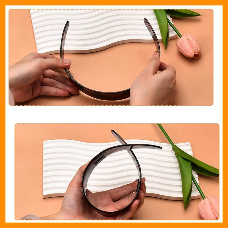 Acrylic Tortoise Shell Headband for Women&rsquo;S Hair Wide Vintage Acetate Headband with Teeth Brown Plastic Hard Headbands Hairband Head Band No Crease Plain Resin Headbands French Style Hair Band Hoop image number 1