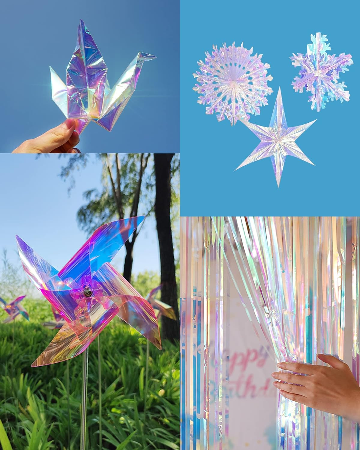 JOYIT 35 in X 50 Ft Iridescent Cellophane Wrap Roll &ndash; Iridescent Cellophane Roll, Rainbow Wrapping Paper for Flower Gift Baskets Wrap DIY Wrapping (35" Fold into 17.5") image number 4