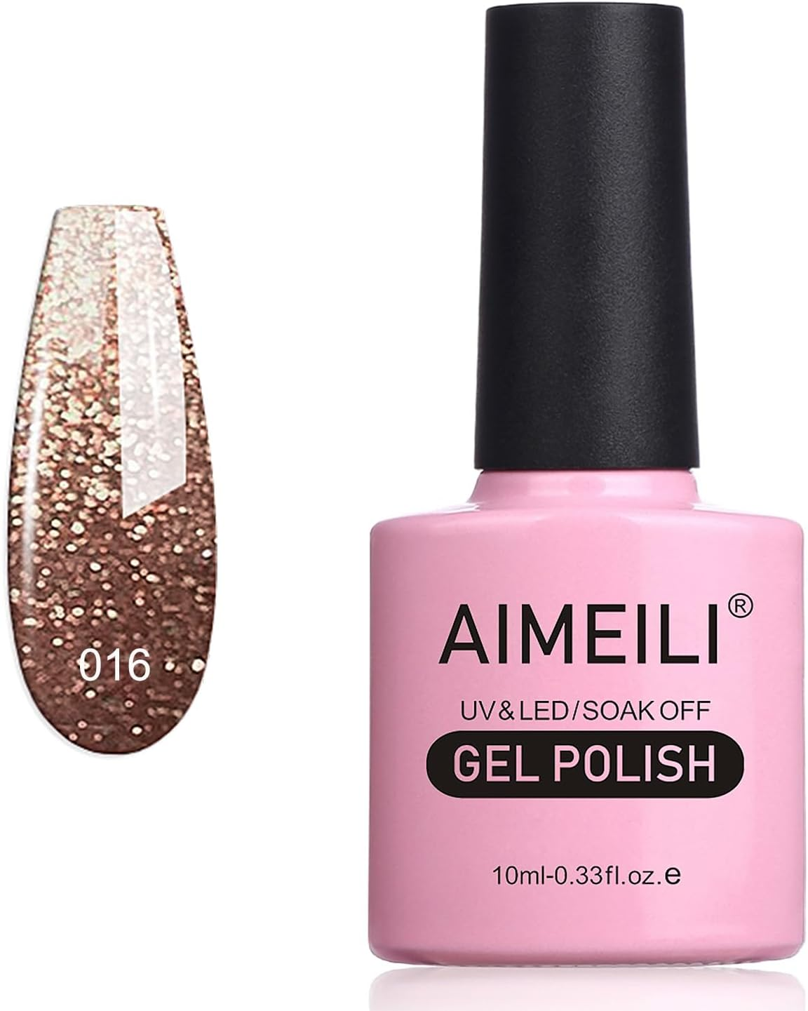 AIMEILI UV LED Gel Polish Removable Gel Nail Polish Glitter Gel Polish - Pink Multiflora (127) 10 Ml