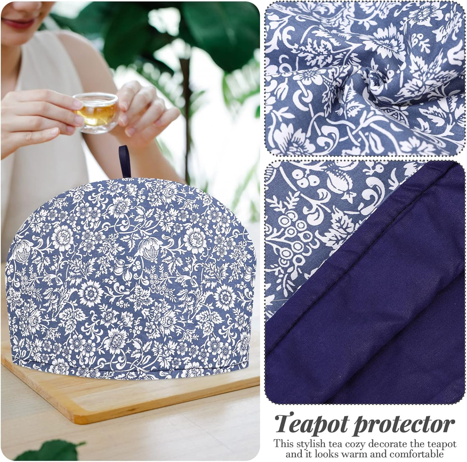 Tea Cozy for Teapot, Anti- Scald Cotton Teapot Cover Keep Warm Tea Kettle Quilt for Home Kitchen Hotel Restaurant - Assorted Color 3 image number 2