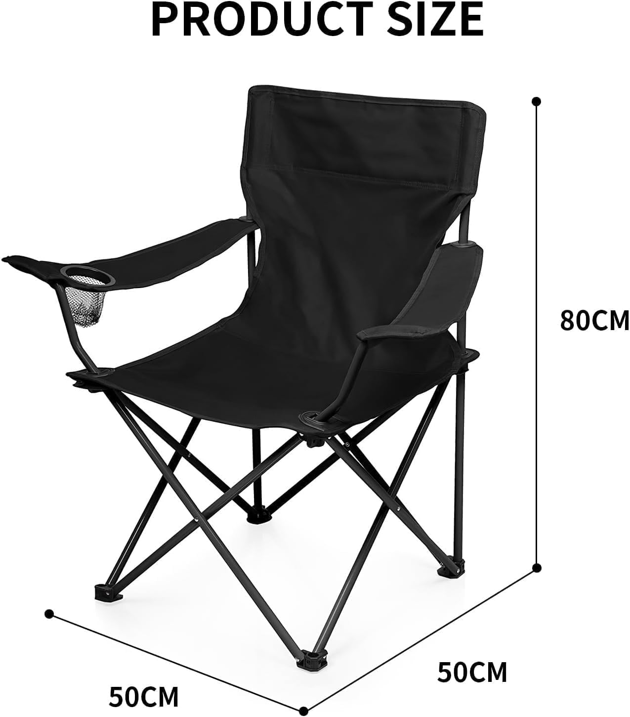 XIULIUU Folding Camping Chairs, Large Portable Chair with Cup Holder and Carry Bag,Lightweight Beach Chair Supports up to 120KG Lawn Chairs & Compact Backpacking Chair for Outdoor image number 4
