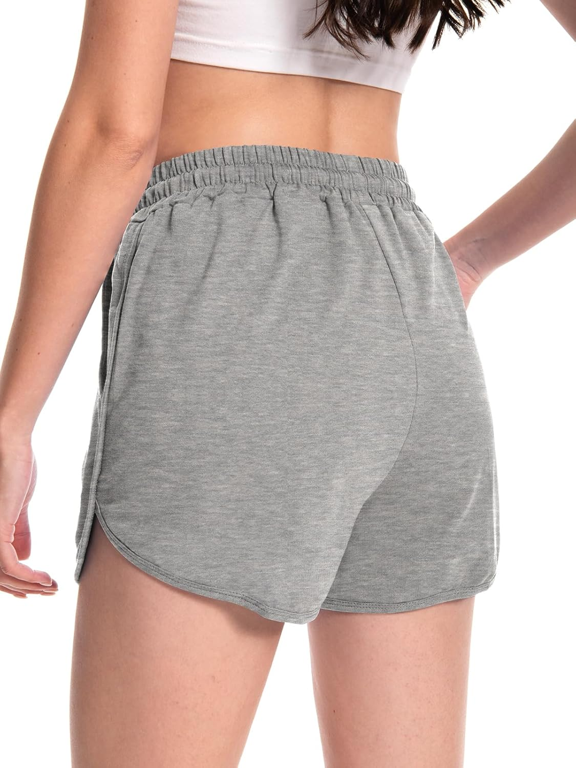 Rolcoassuns 2 Pack Womens Running Shorts Jogger Casual Cotton Sweat Shorts Comfy Lounge Bermuda Hiking Sports Athletic Tracksuit Bottoms with Pockets image number 5