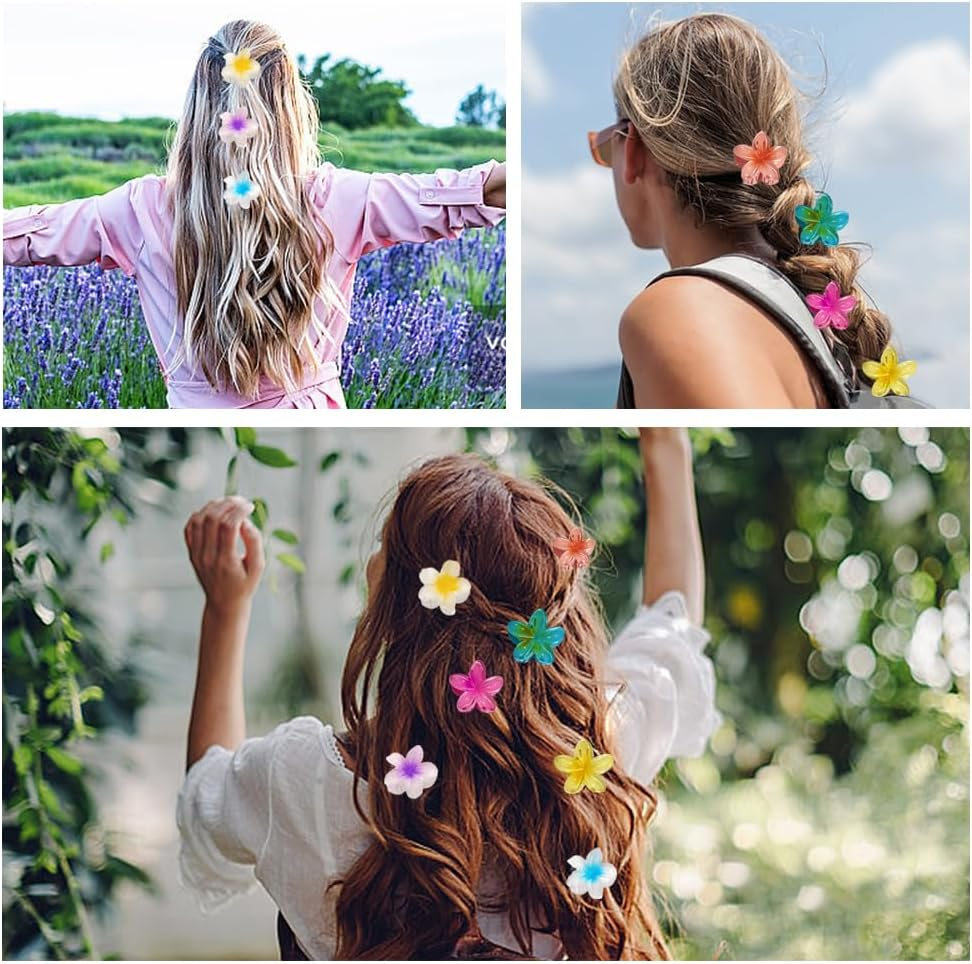 YFTRFR Pack of 7 Flower Hair Clips, Non-Slip Hawaiian Hair Clip, Large Flower Hair Clip, Plastic Hair Clips, Acrylic Accessories in Petal Design, Can Be Used on Hair Styling Accessories image number 3
