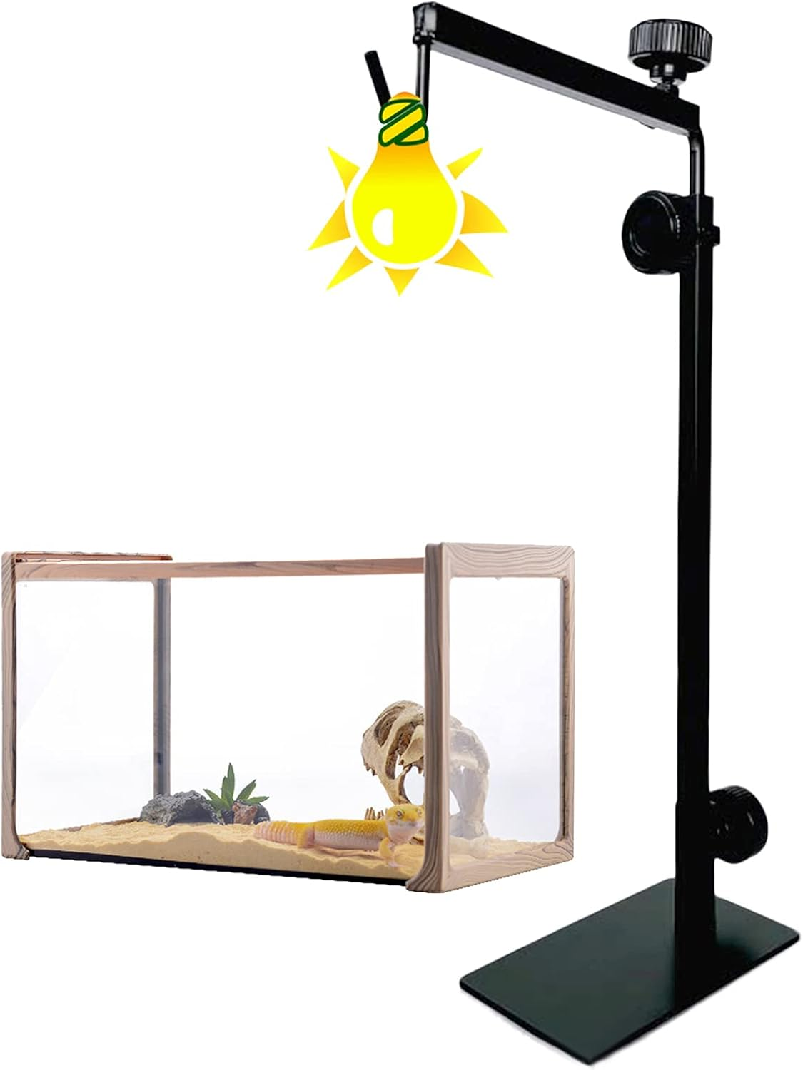 Adjustable Reptile Lamp Stand(16 to 25.2 Inch), Landing Lamp Holder Bracket with Base for Reptile Glass Terrarium Heating Light