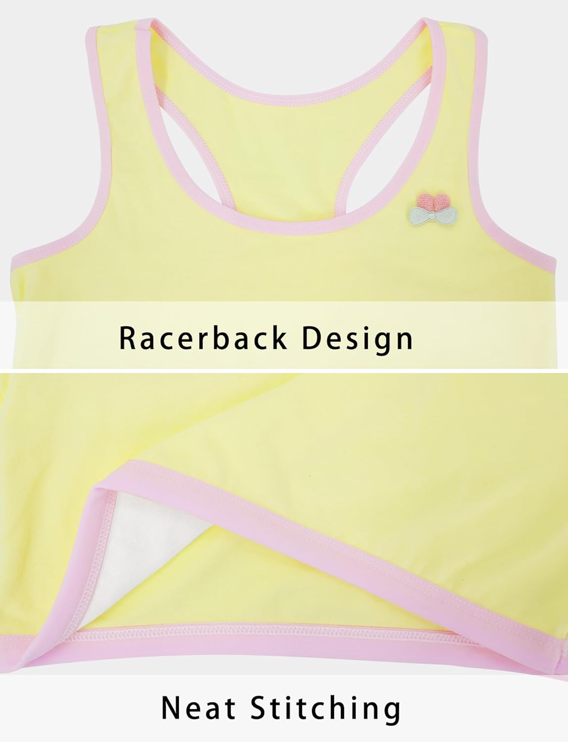 SEAUR Girls Training Bras Kids Seamless Bralette Stretch Cotton Sports Bra Comfort Soft Crop Cami Bra Racerback Crop Tank Top image number 2