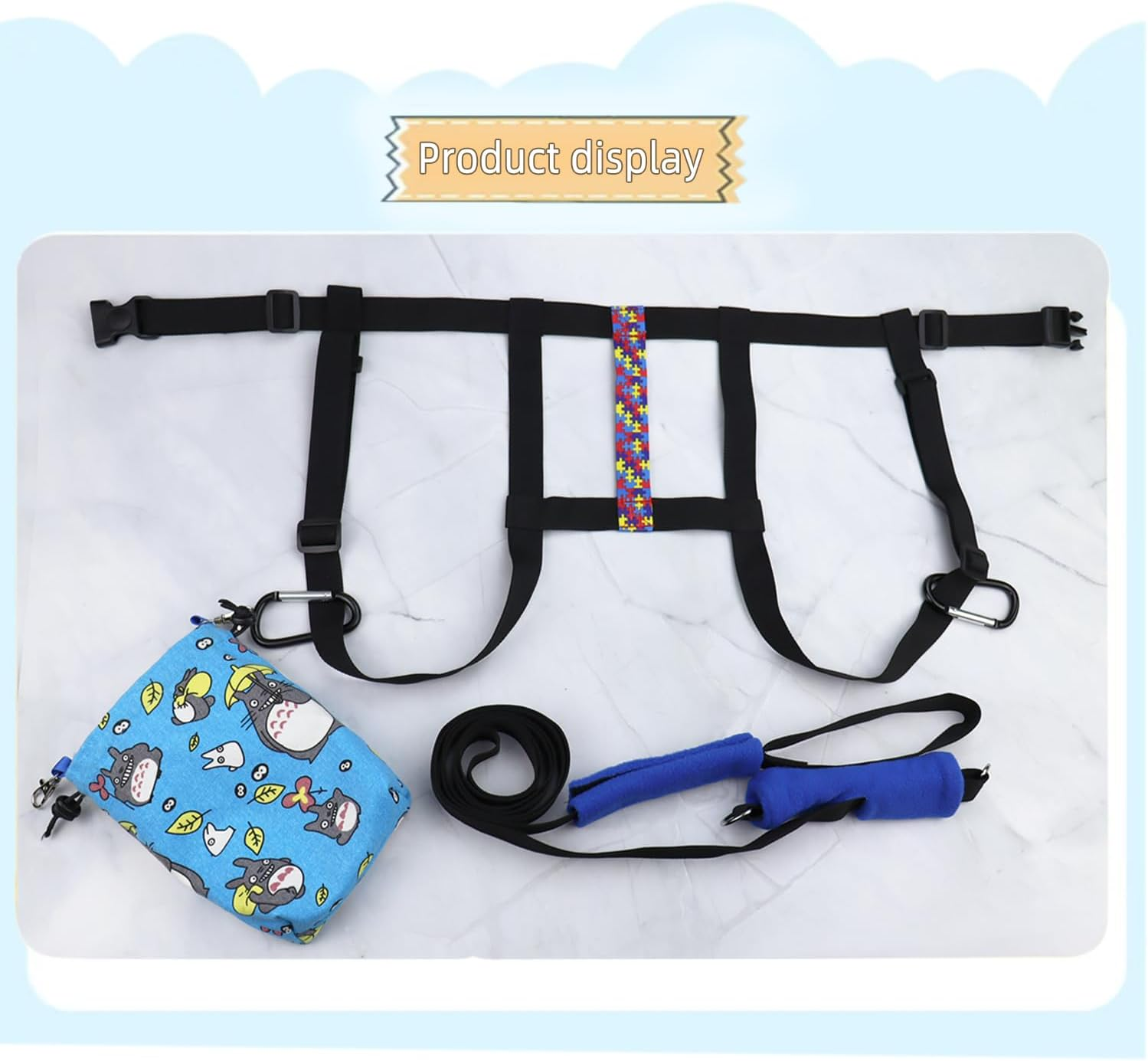 Walking Harness for Older Children with Quick Grab Handle and Adjustable Tether for Autism Special Needs ADHD Safety Teens Harness with Pouch Autism Awareness Straps image number 2