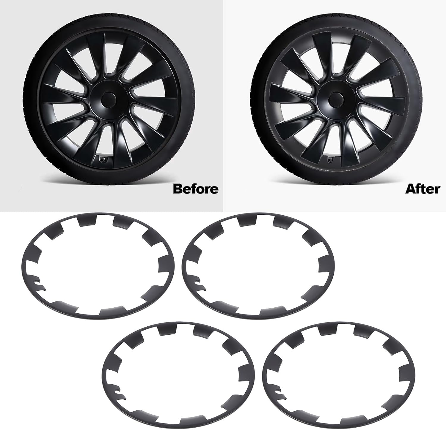Wheel Rim Protector 20Inch, 4Pcs Hubcap Trim Ring Replacement with Soundproofing Cotton for Y 2020-2024, Car Wheel Protective Cover, Seamless Fit, Clip On image number 1