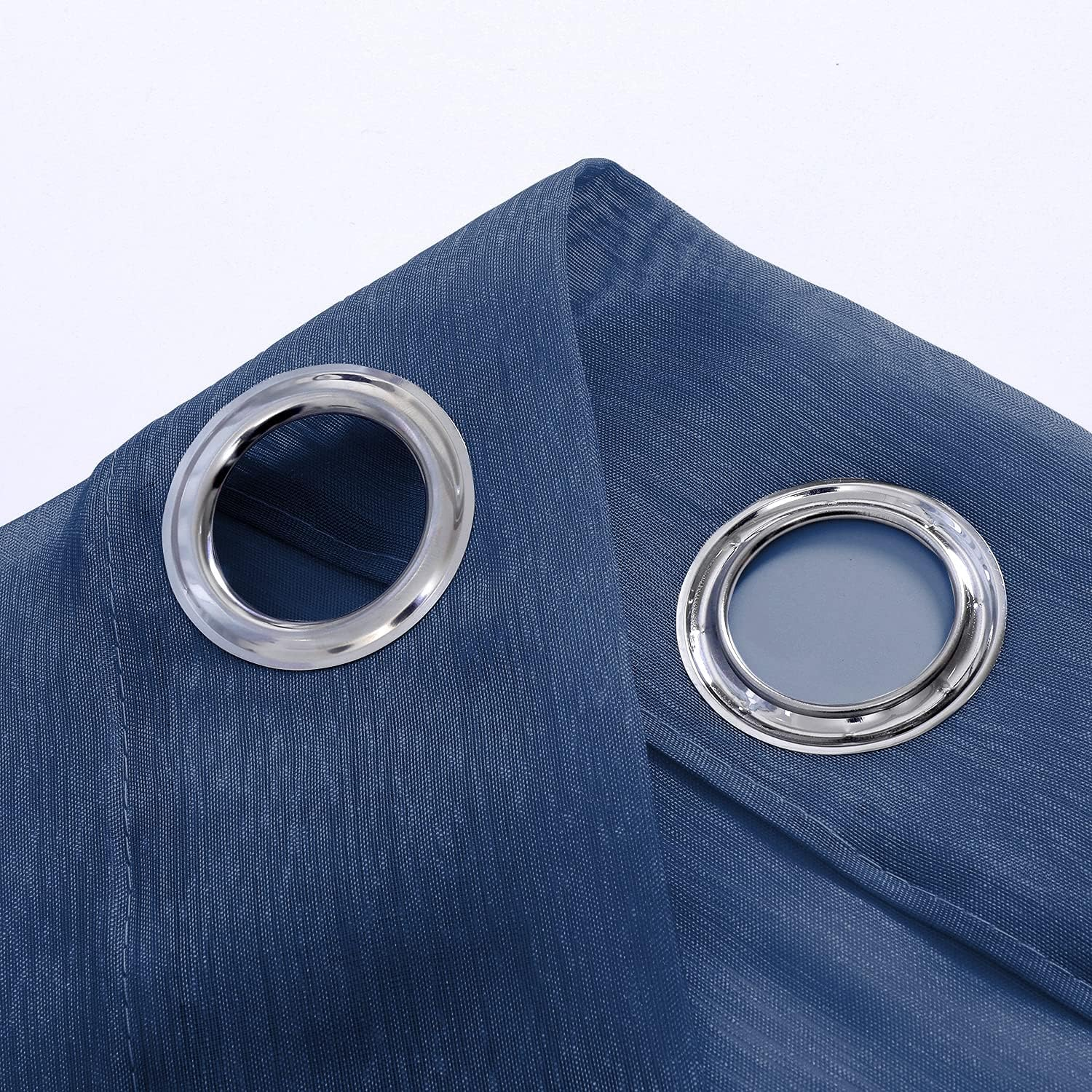 Dark Blue Sheer Curtains 84 Inches Long for Bedroom - 2 Pack Eyelet Top Voile Semi Sheer Drapes See through Window Curtains for Living Room Navy Blue image number 4