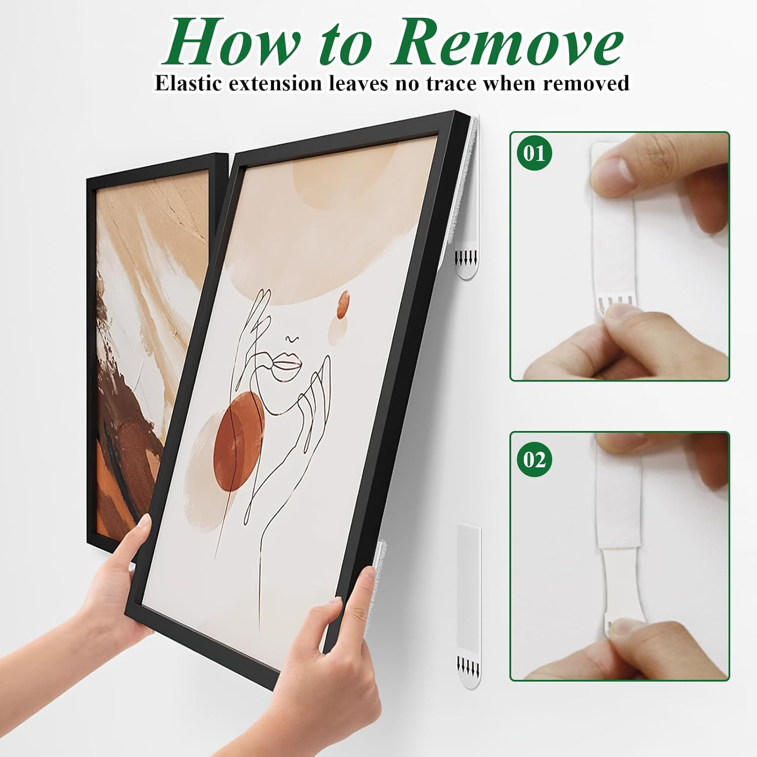 36 Pairs Picture Hanging Strips Heavy Duty, Hook and Loop Adhesive Tape Removable & Damage Free, Double Side No Nail Photo Frame Stickers for Wall Decorations on Wall (16 X 70 Mm) image number 3