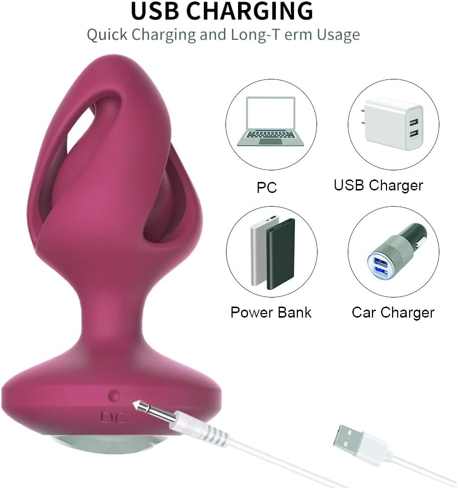 LOVEMAX Hollow Design Strong Motor Silicone Plug Anales Men Women Couples Begineers Toy Inflatable Plug for Women Amal Plugs Wireless Remote Control (Red) image number 5