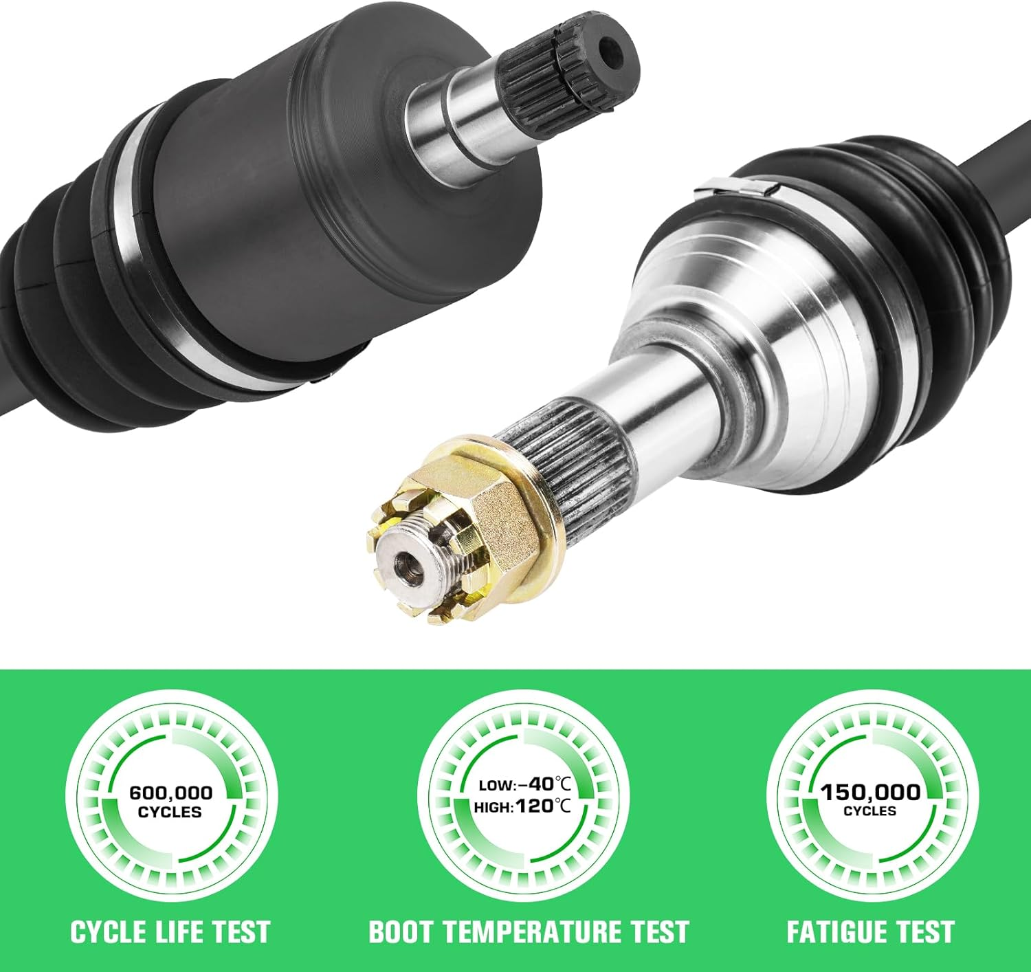 Front Left+Right CV Axles & Wheel Bearing Kit Fit for Can-Am Defender HD5 HD8 HD9 HD10 (XT DPS) 2016-2022; 4340 Chromoly Steel CV Axle Drive Shaft image number 1