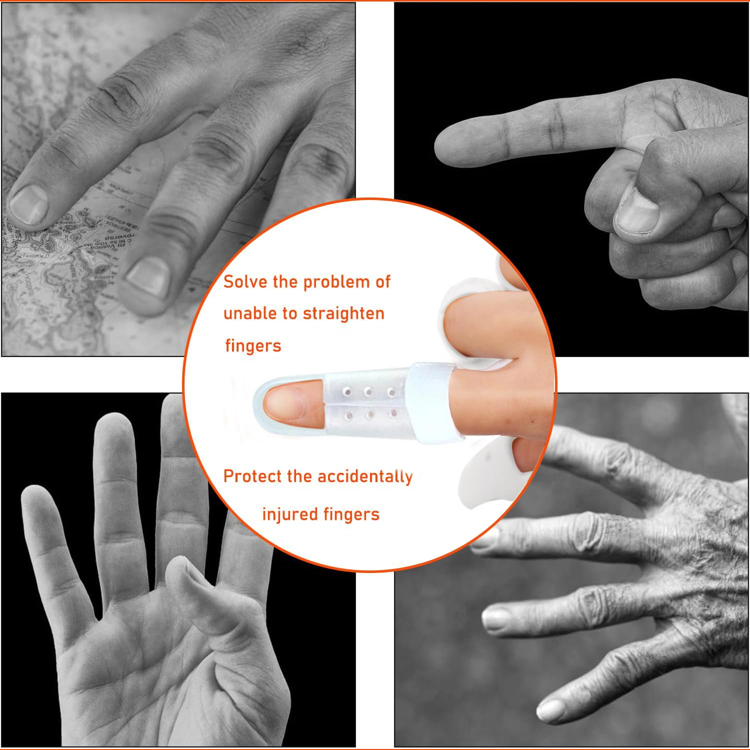 5Pieces Finger Splints for Mallet Finger and Arthritis, Adjustable Support Brace for Finger, Thumb Straightening (Clear 5 Sizes) image number 1