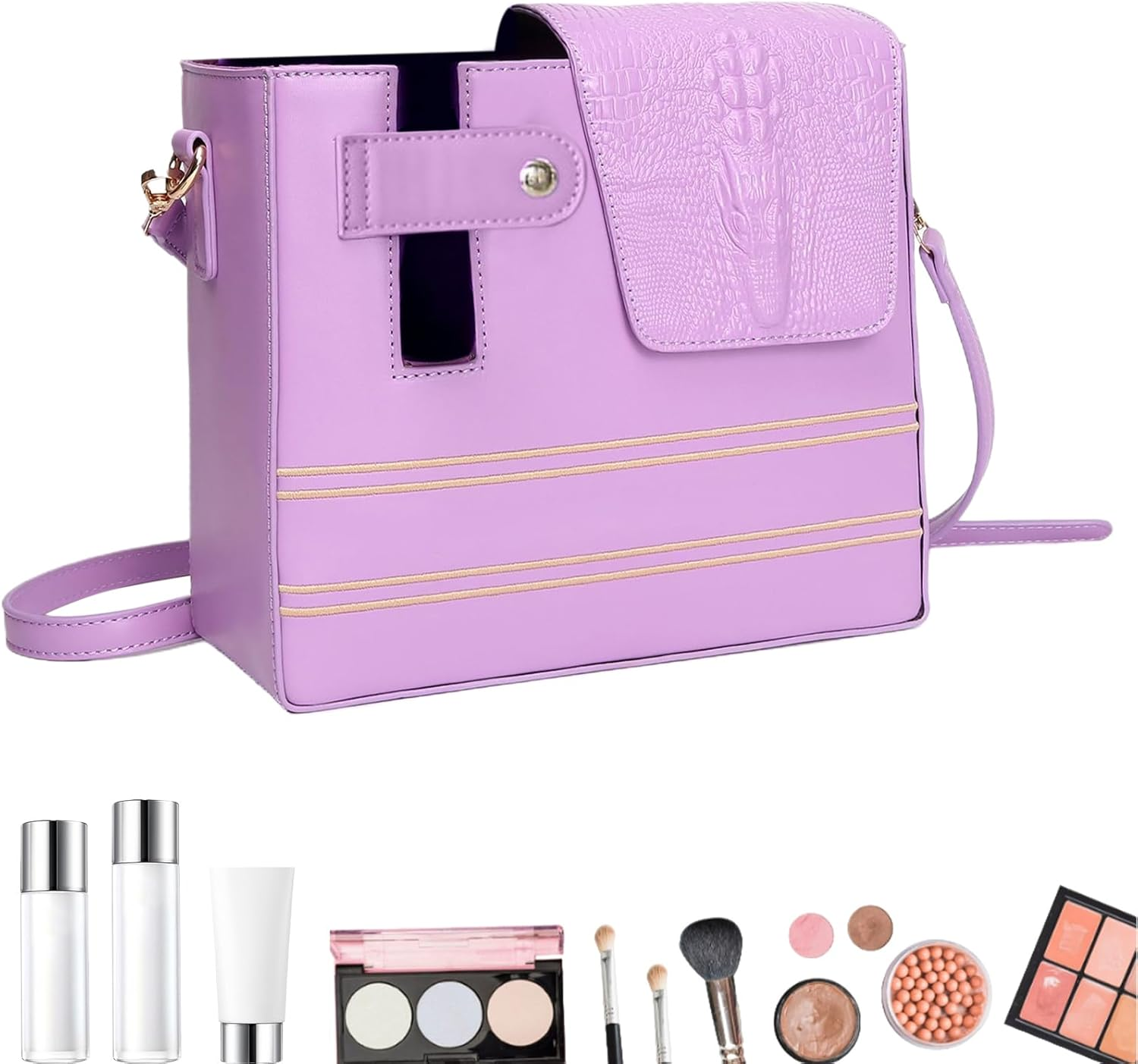 Purse with Water Bottle Holder | Strap, Pockets, Portable,Water Bottle Bag | Portable Shoulder Purse Multiple Pockets for Women Outdoor Sports Walking Hiking Travel Commuting Camping Cycling - Blue image number 7