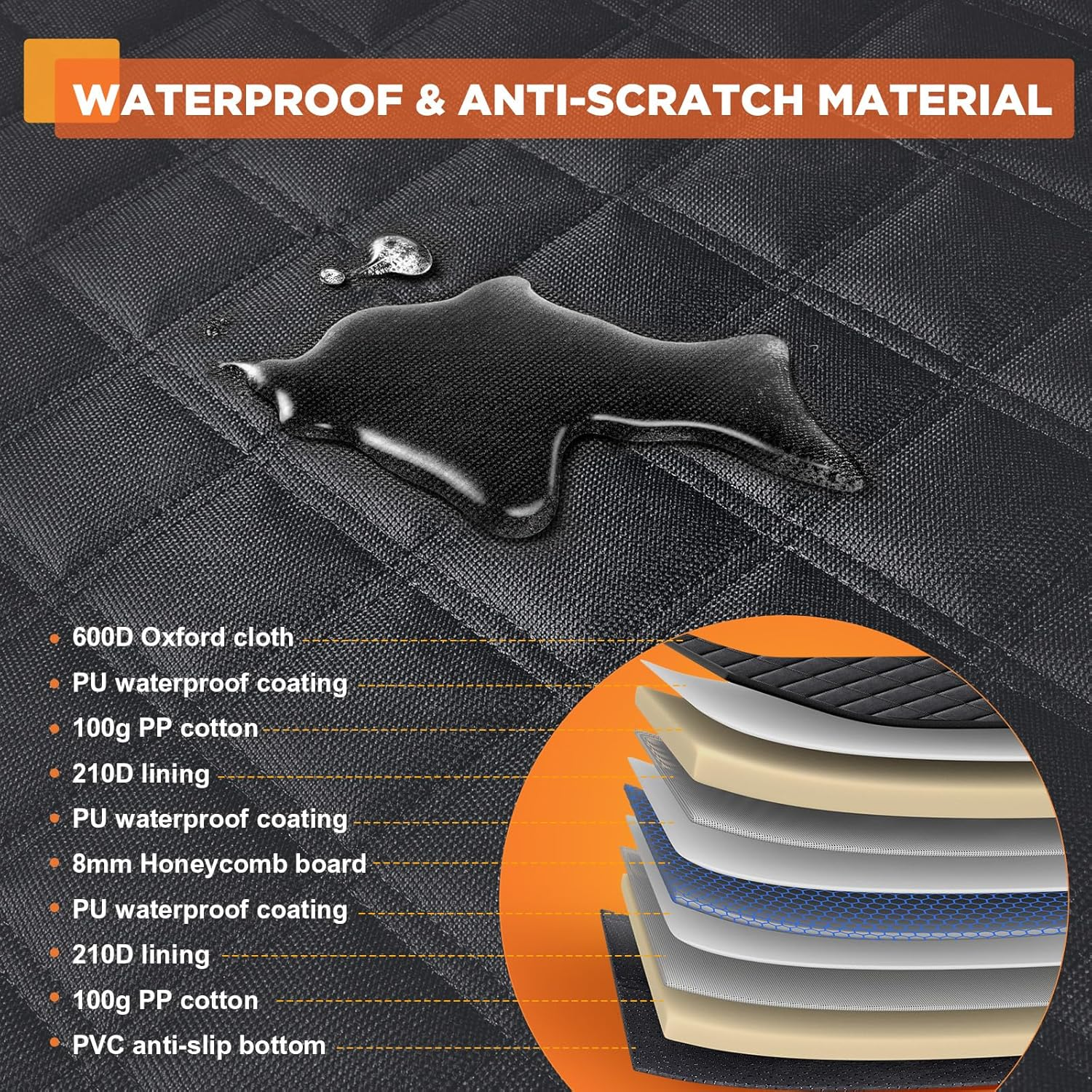 Gimars Upgrade Dog Car Seat for Large Medium Size Dogs, Waterproof Back Seat Extender for Pets Hard Bottom, Half Hammock with Non-Slip Base Mesh Window Storage Pocket, Dog Seat for Car/Suv/Trucks (L) image number 5