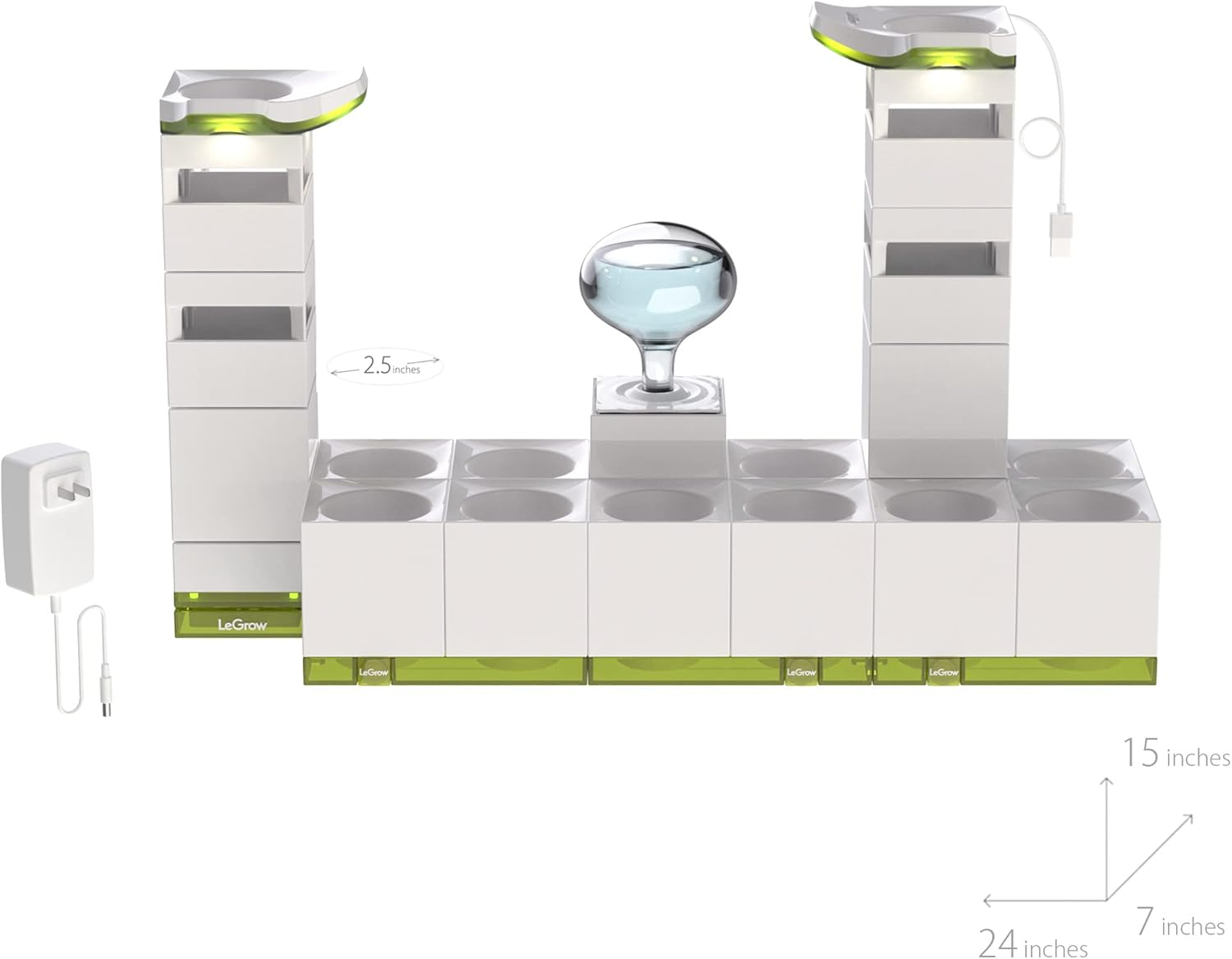 Legrow Home Garden, Enjoy the Natural Landscape Daily, Automatic LED Grow Light, 7 Days Watering Free Ecosystem, Modular Design Fits Any Space, Write, [Plants NOT Included]. image number 1