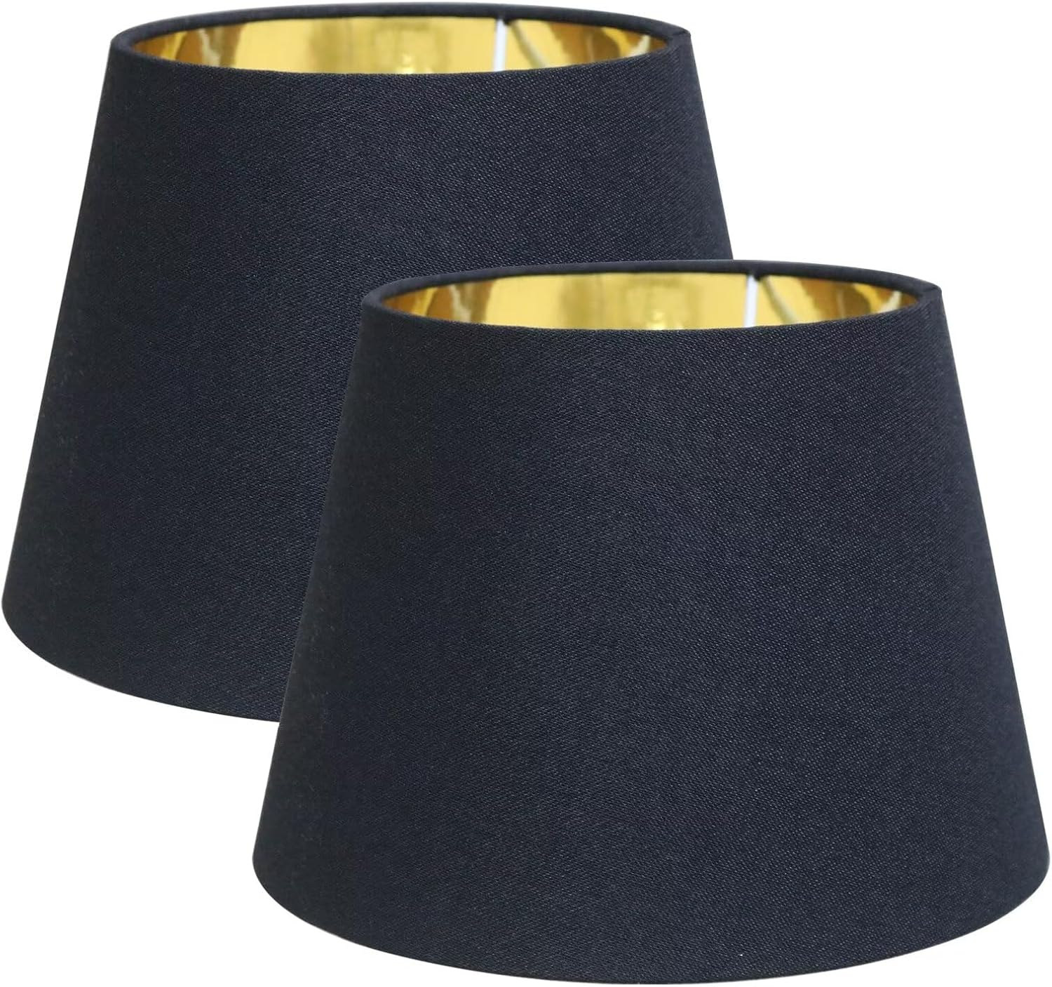 Sinta 2 Pcs 9" Lamp Shade Modern Tapered Replacement Grey Fabric Simple Style Light Shade with Silver Lining for E27/E14 Table Lamp/Wall Lamp