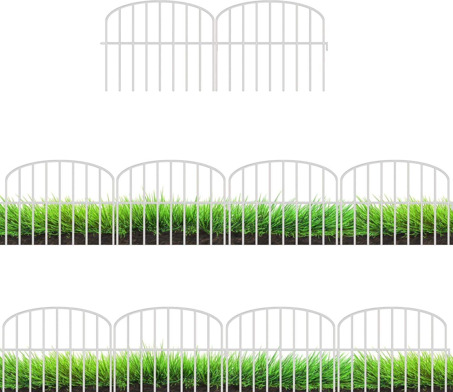 Shoplala Garden Fence Border (10 Panels) 12In(L) X 16.5In(H) Decorative Metal Wire Animal Barrier Fencing, Rustproof Flower Edging for Landscape Patio Outdoor Decor, Dog Gates and Border White M-L16.5