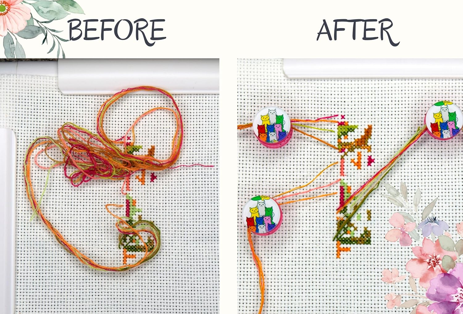 Needle Minder for Cross Stitch the Set of 3 Parking Bobbins Needle Minders Floss Holders Keeper Magnetic Clips Tightening Floss Cross Stitch Parking Bobbins for Embroidery Frame Scroll Rod Qsnap Hoop Tension Clips Thread Catcher image number 5