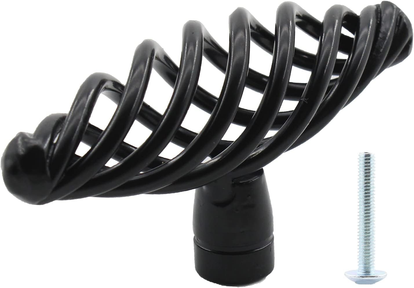 6 Pack Cabinet Knobs, Birdcage Nest Twist Handle Pull Cupboard Dresser Drawer Closet Wardrobe Bookcase Hardware for Kitchen Bathroom Bedroom with Screws (Single Hole 75Mm/2.95", Black) image number 1
