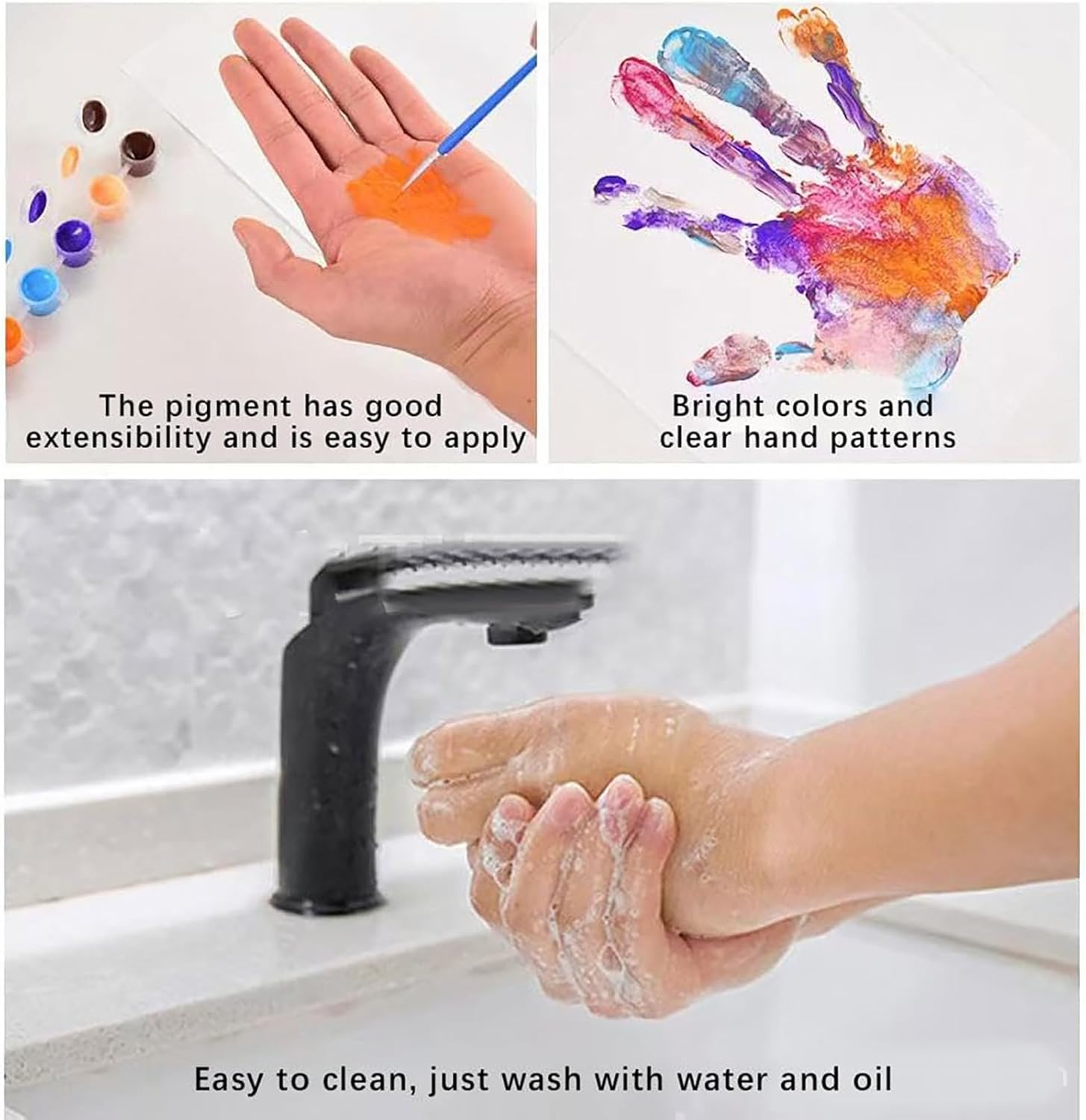 Family Handprint Art - Craft Keepsake Wooden Frame - Home Decor for New and Expecting Parents, Includes 6 Paint Colors and 4 Transparent Sheets image number 2