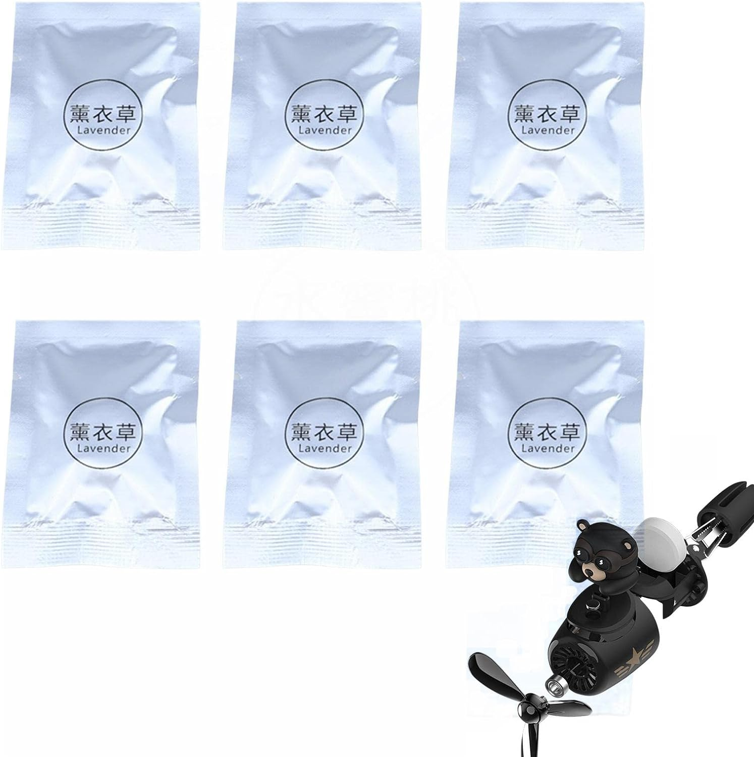 6 Car Air Fresheners Refills for Cute Bear Pilot Car Air Fresheners & Duck Air Fresheners Vent Clip, Peach, Lavender, Lemon or Green Tea