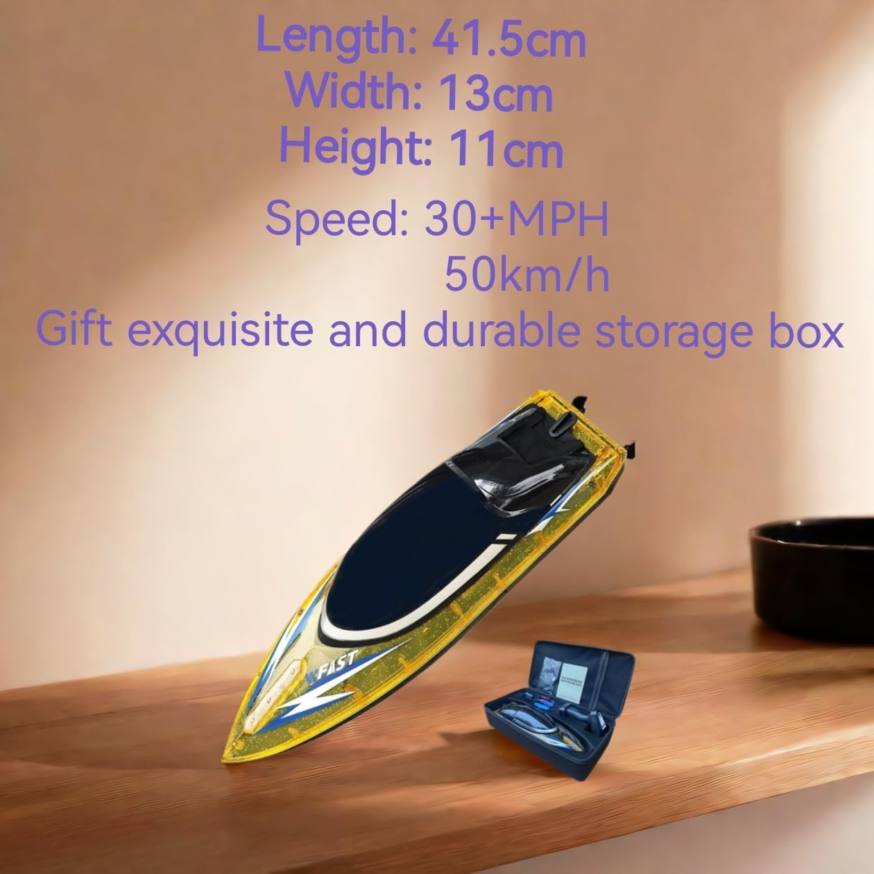 RC Boat with 2 Rechargeable Battery, 30+ MPH Fast Remote Control Boat with Storage Package, 2.4G Large RC Electric Boats Pool and Lakes Toys with LED Lights for Adults and Kid (709-Orange) - 819-Green image number 6